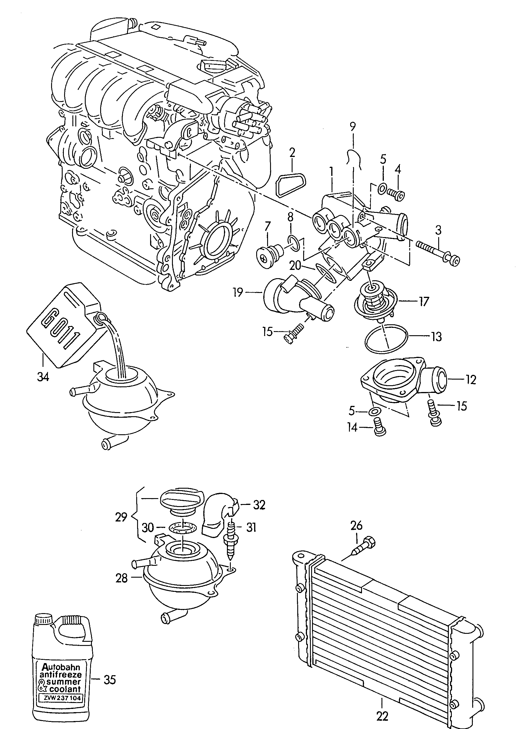 Volkswagen Golf (1997 - 1998) - Coolant pump