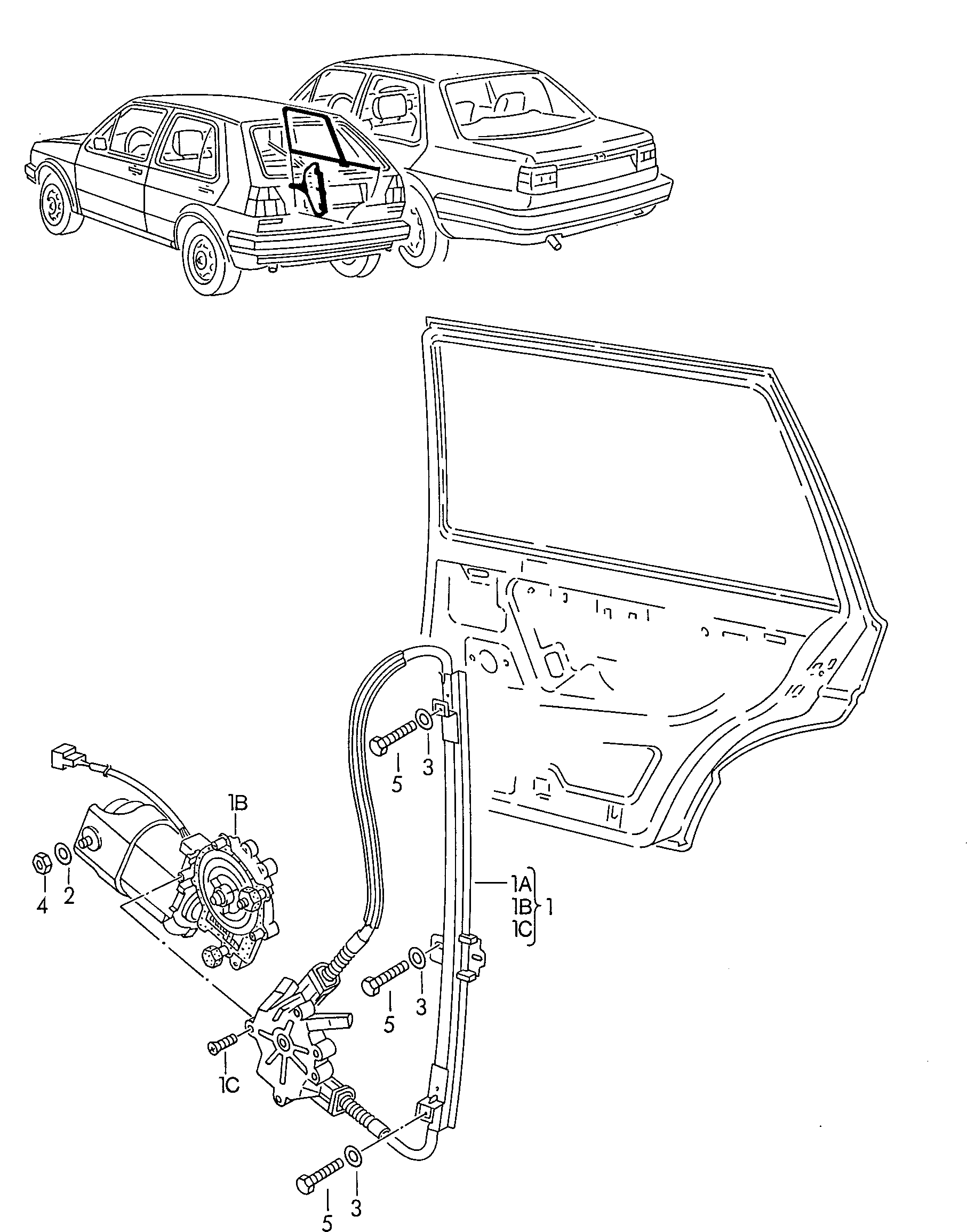 Door lock. Inner actuator. Door handle, exterior