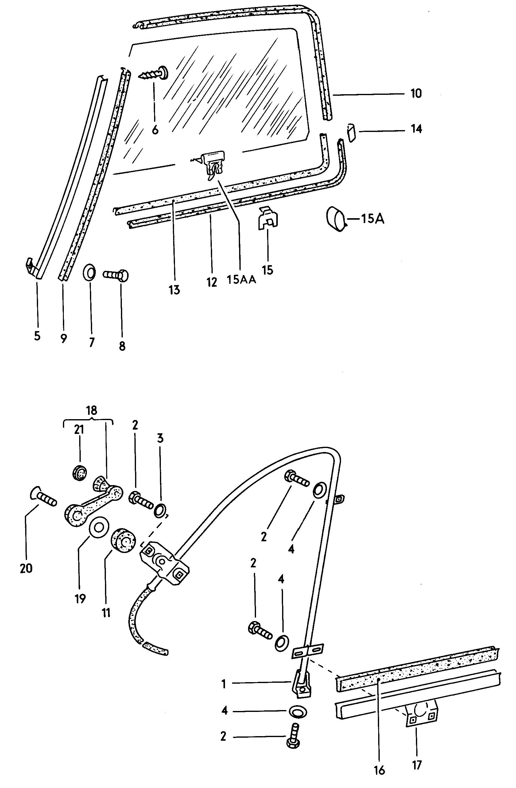 Volkswagen Golf (1979 - 1980) - Door lock. Inner actuator. Door handle, exterior