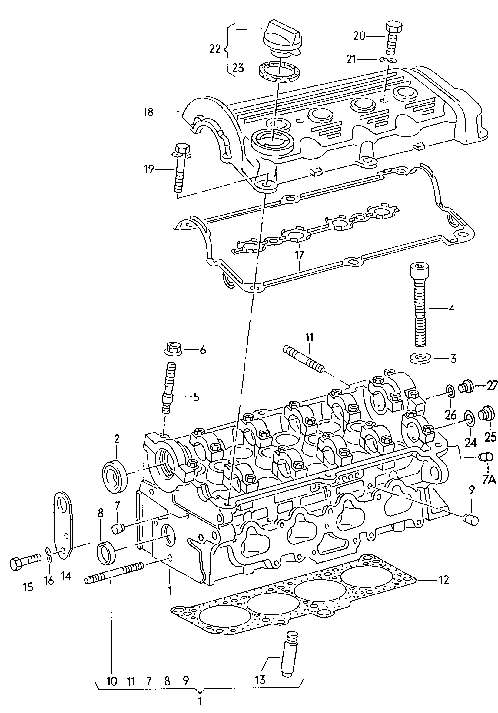 Volkswagen Golf (1997 - 1998) - Cylinder block with pistons. oil sump