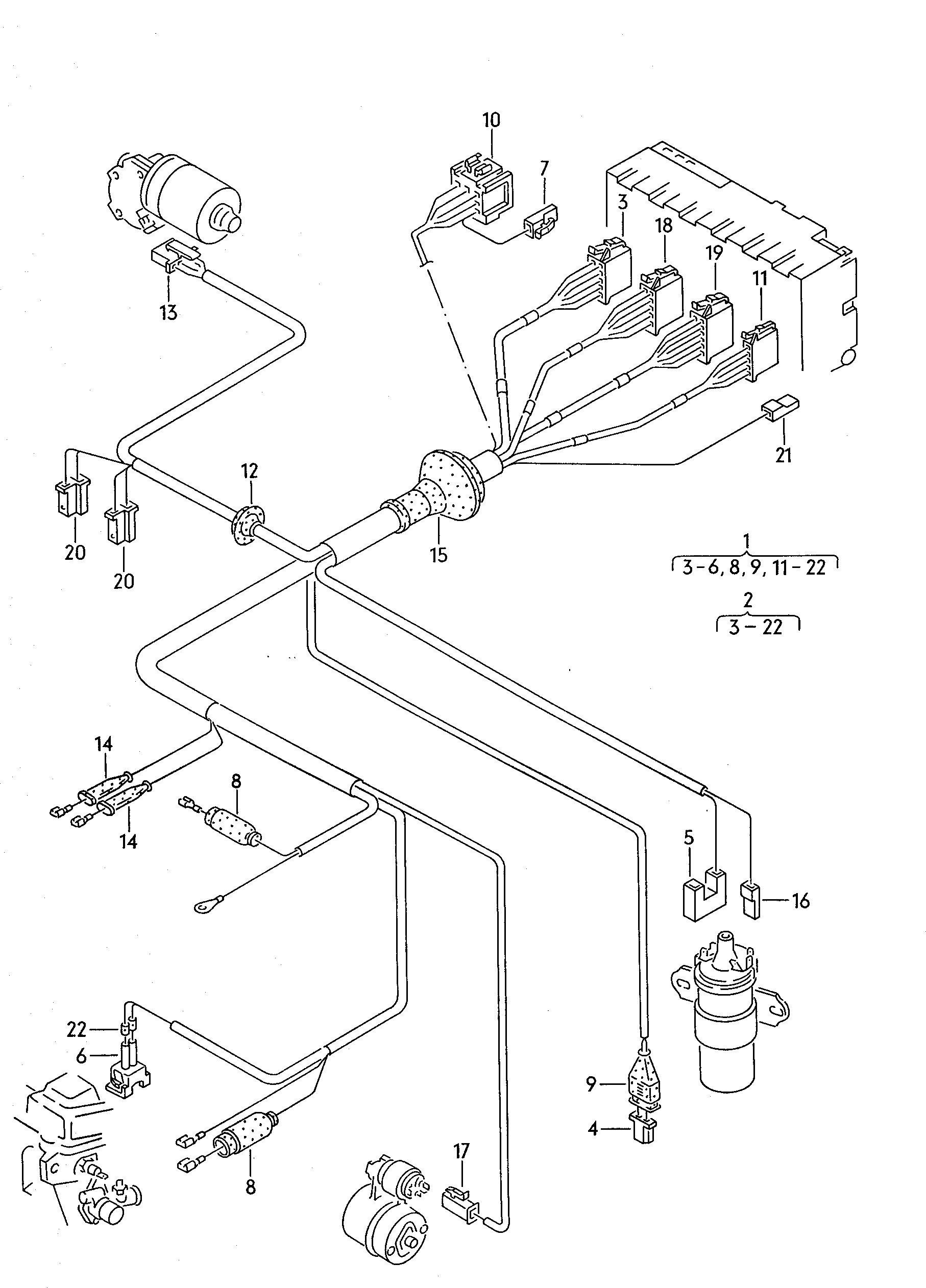 Wiring set for battery and 3-phase alternator. Earth line