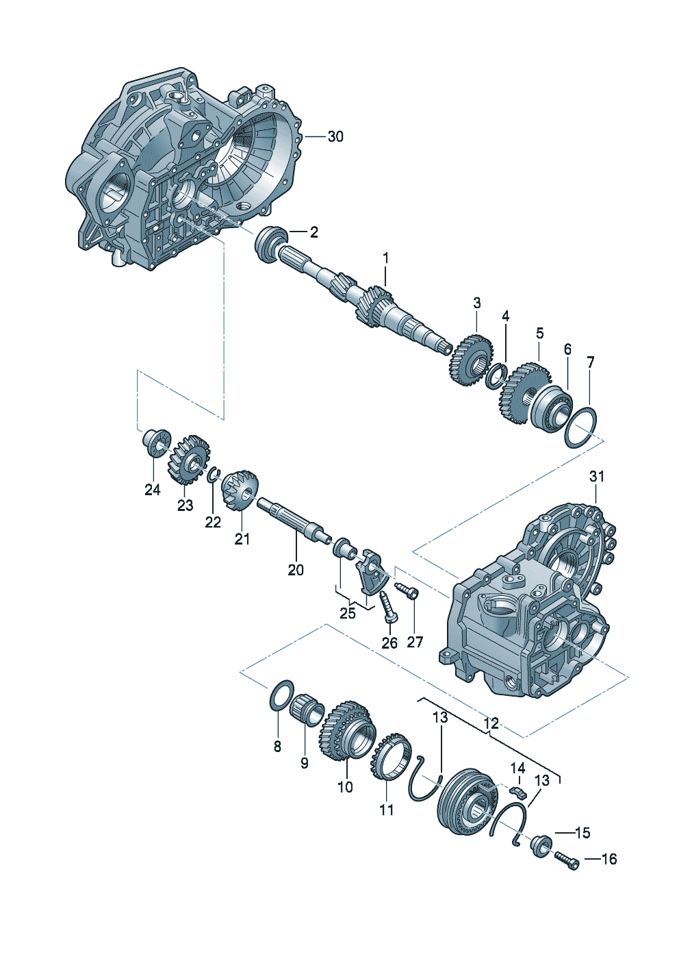 Volkswagen Golf/Golf R32 (2003 - 2006) - Output shaft. for 5 speed manual transmiss.. gears and shafts