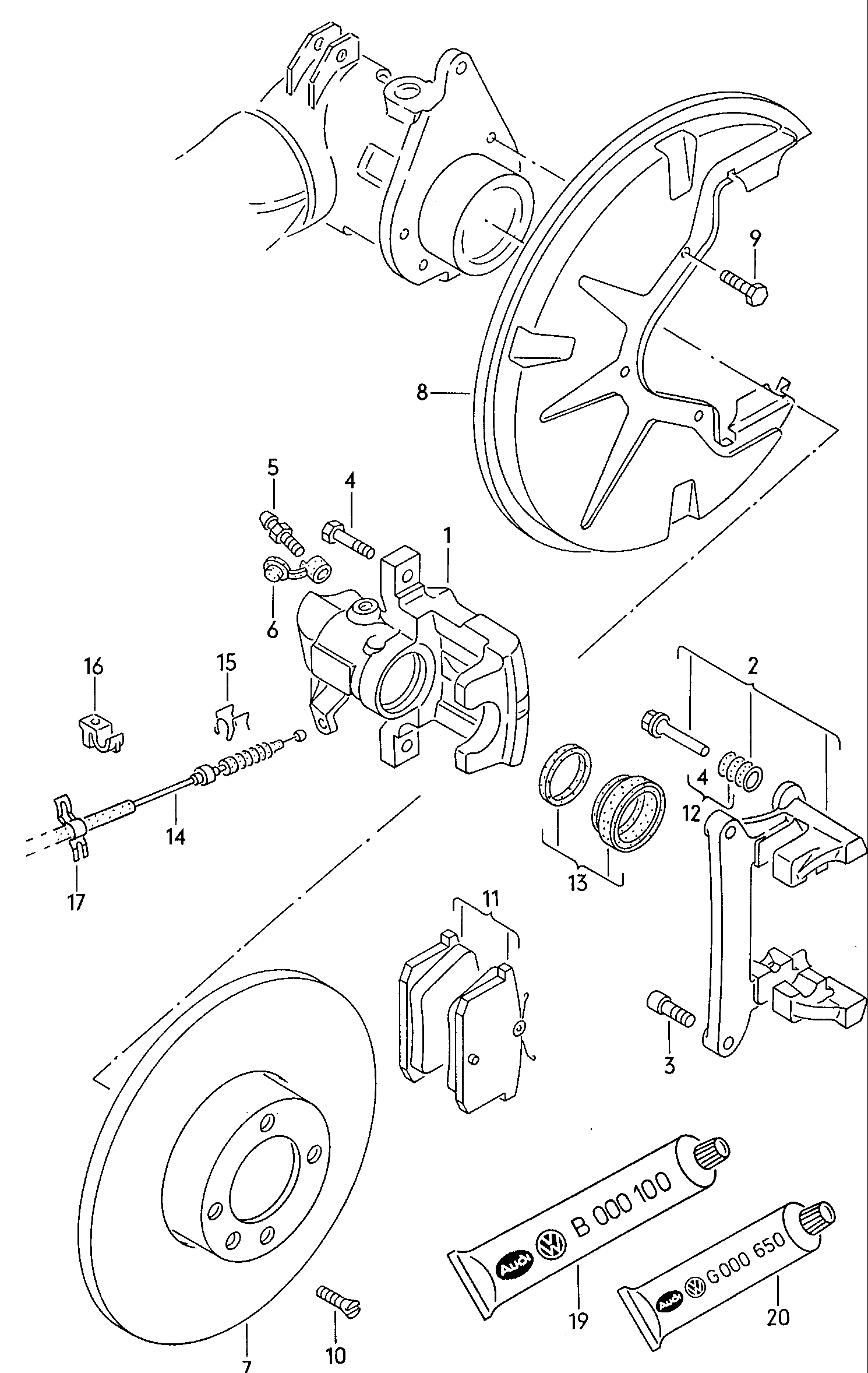 Volkswagen Golf/Var.-syn./Rall./Coun. (1986 - 1991) - Disc brake. Floating caliper brake