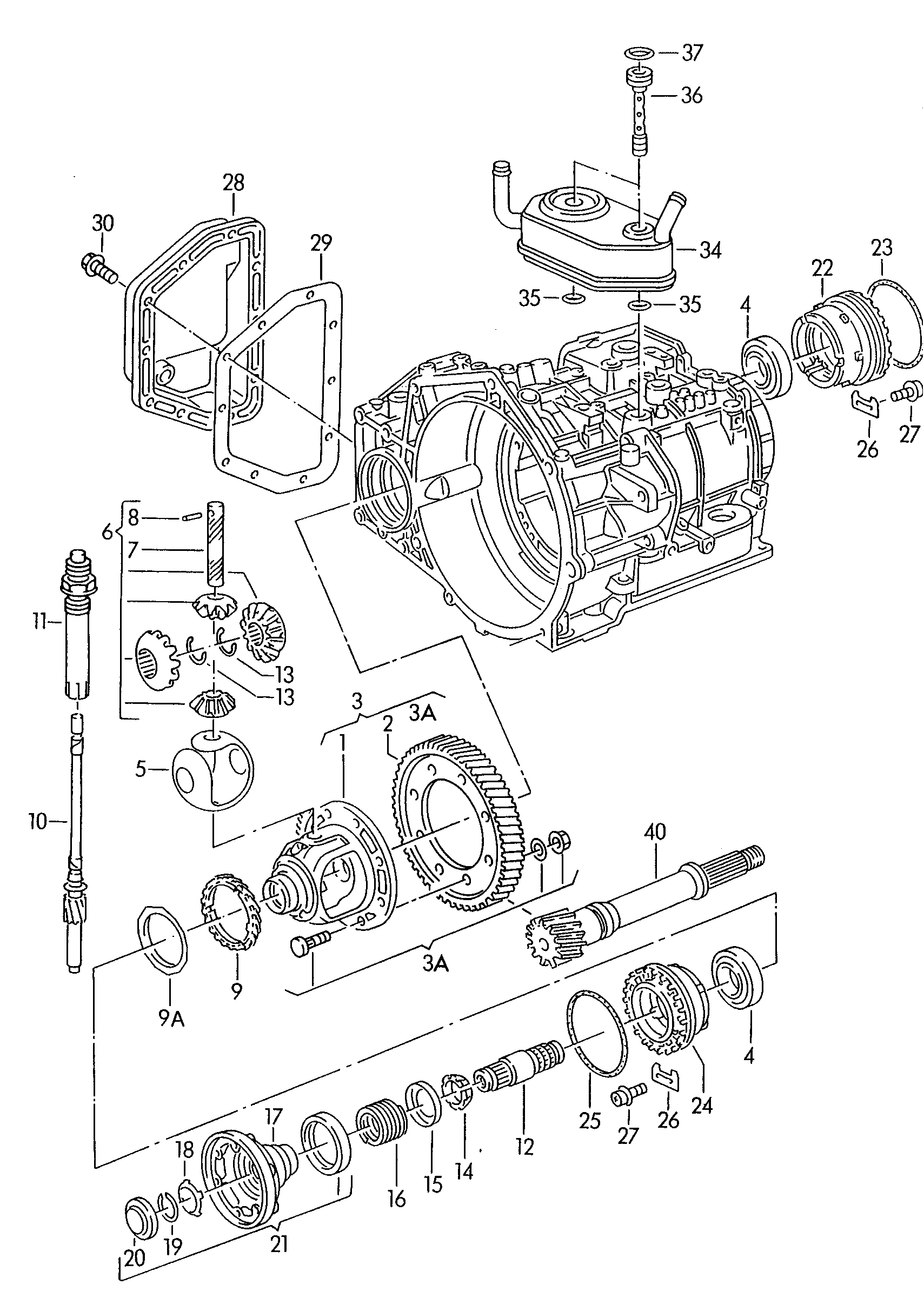 Volkswagen Golf (1993 - 1996) - Oil cooler. final drive. Differential. for 4-speed automatic gearbox