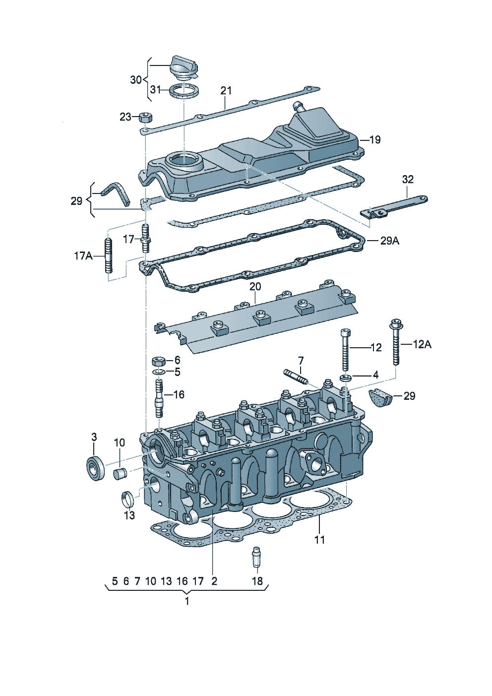 Volkswagen Golf (1997 - 1998) - Cylinder block with pistons. oil sump