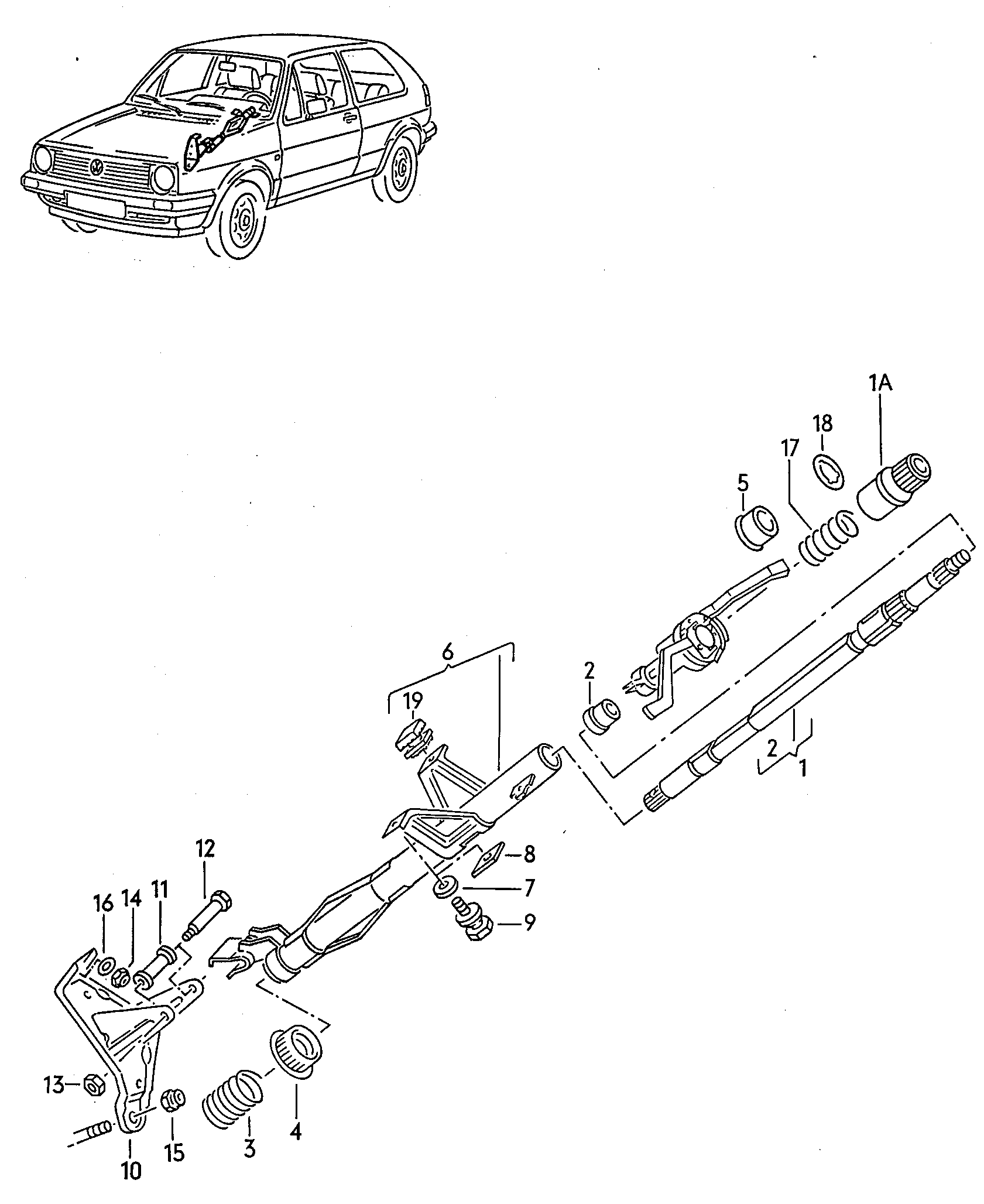 Track rod. Steering gear. for models without power steering
