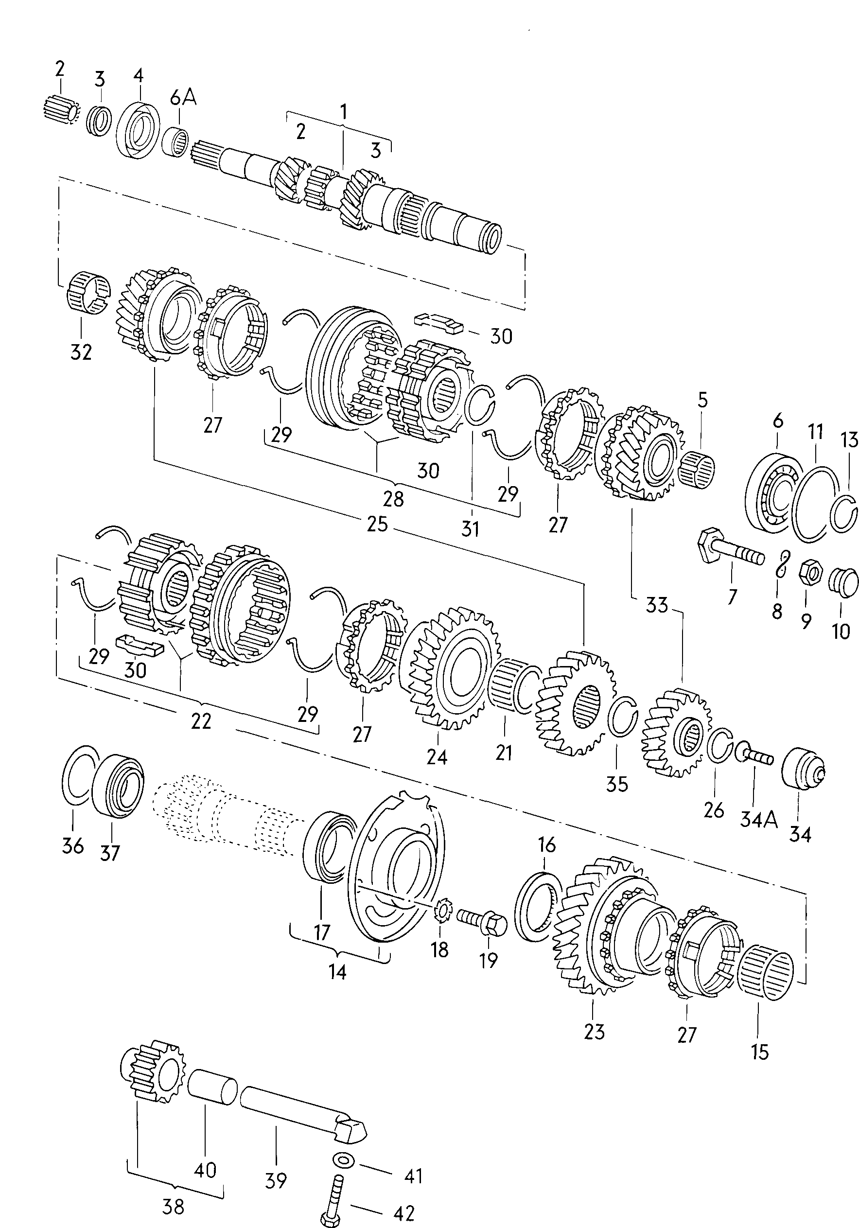 Volkswagen Golf (1981) - 4-speed manual transmission. gears and shafts