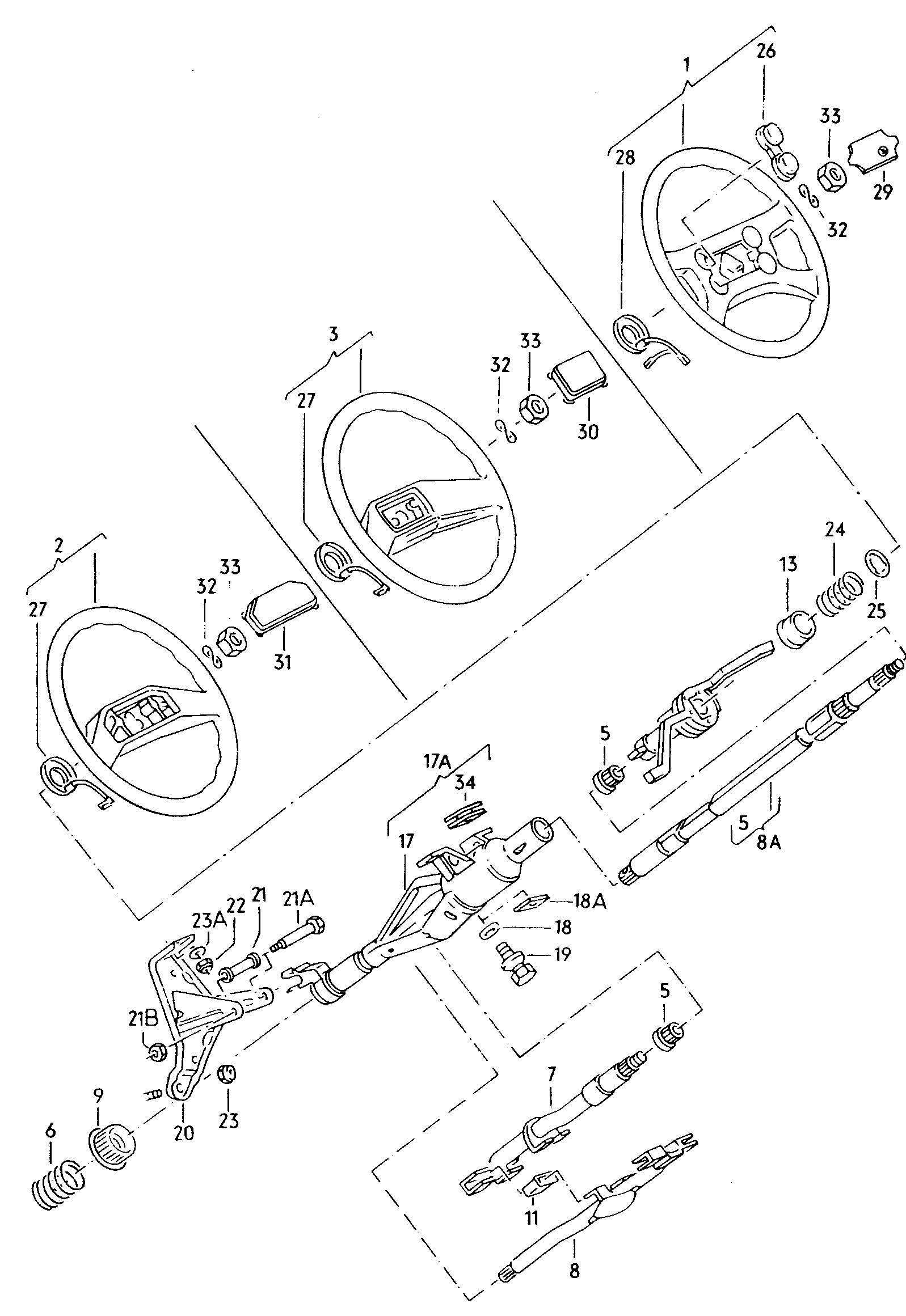 Track rod. Steering gear. for models without power steering