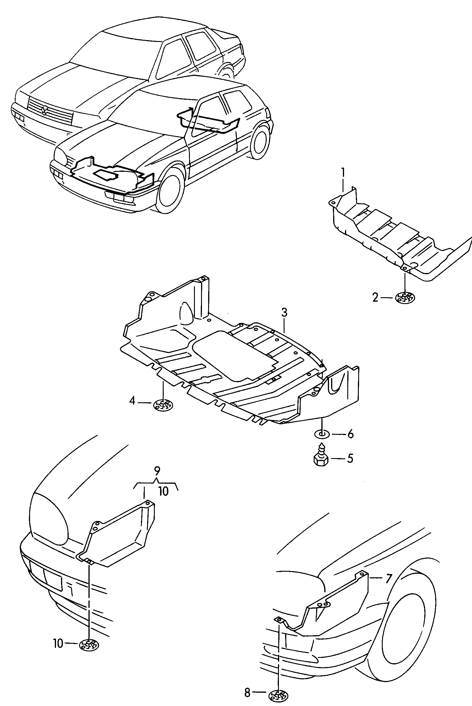 Volkswagen Golf (1997 - 1998) - Trim. Noise insulation. floor assembly