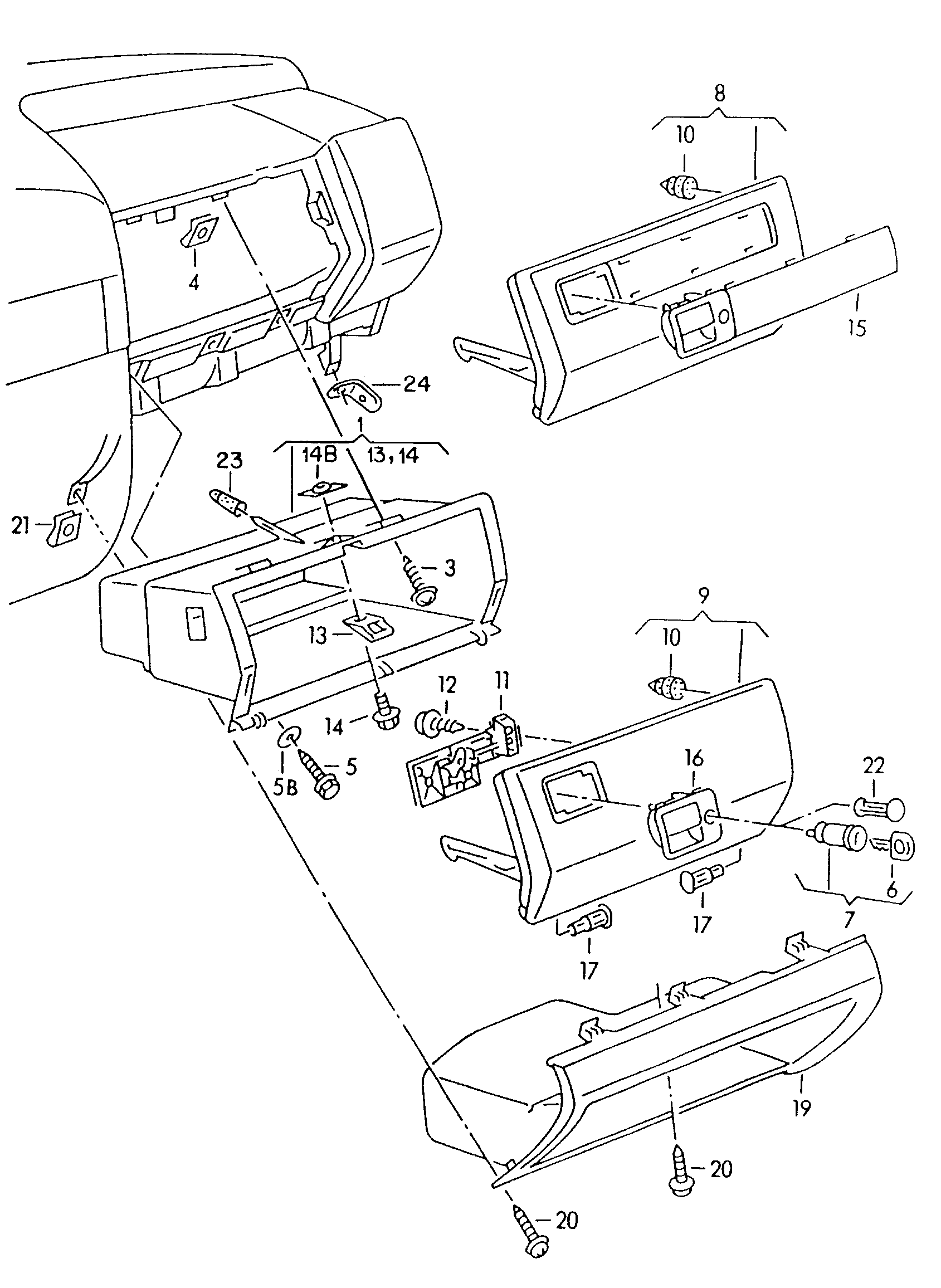 Volkswagen Golf (1993 - 1996) - Dashboard. dashboard fittings