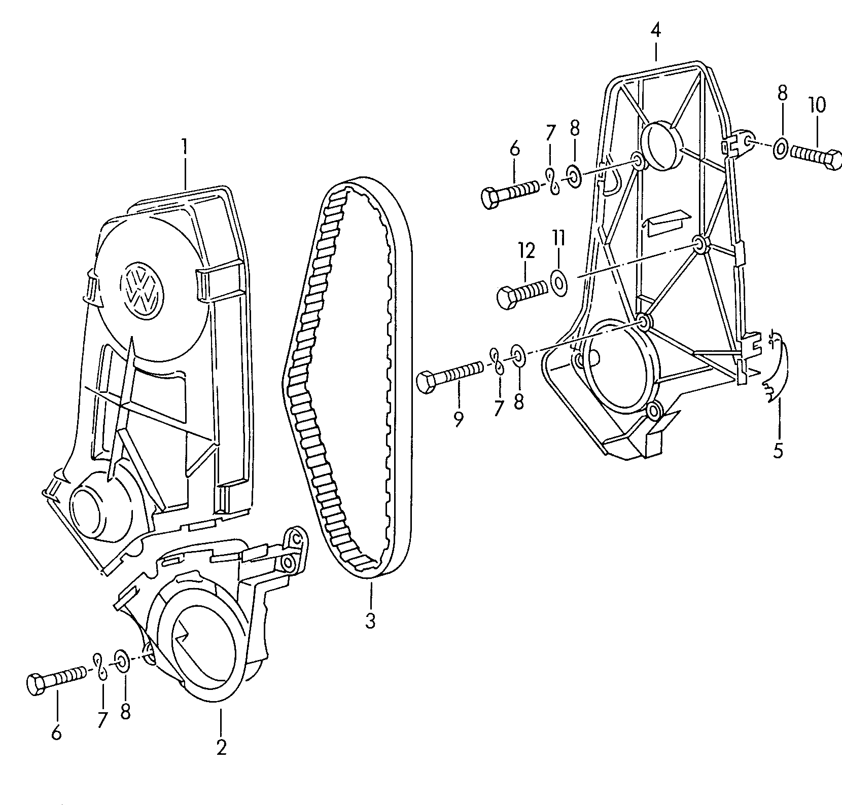 Volkswagen Golf (1995) - Repair kit for toothed belt with tensioning roller