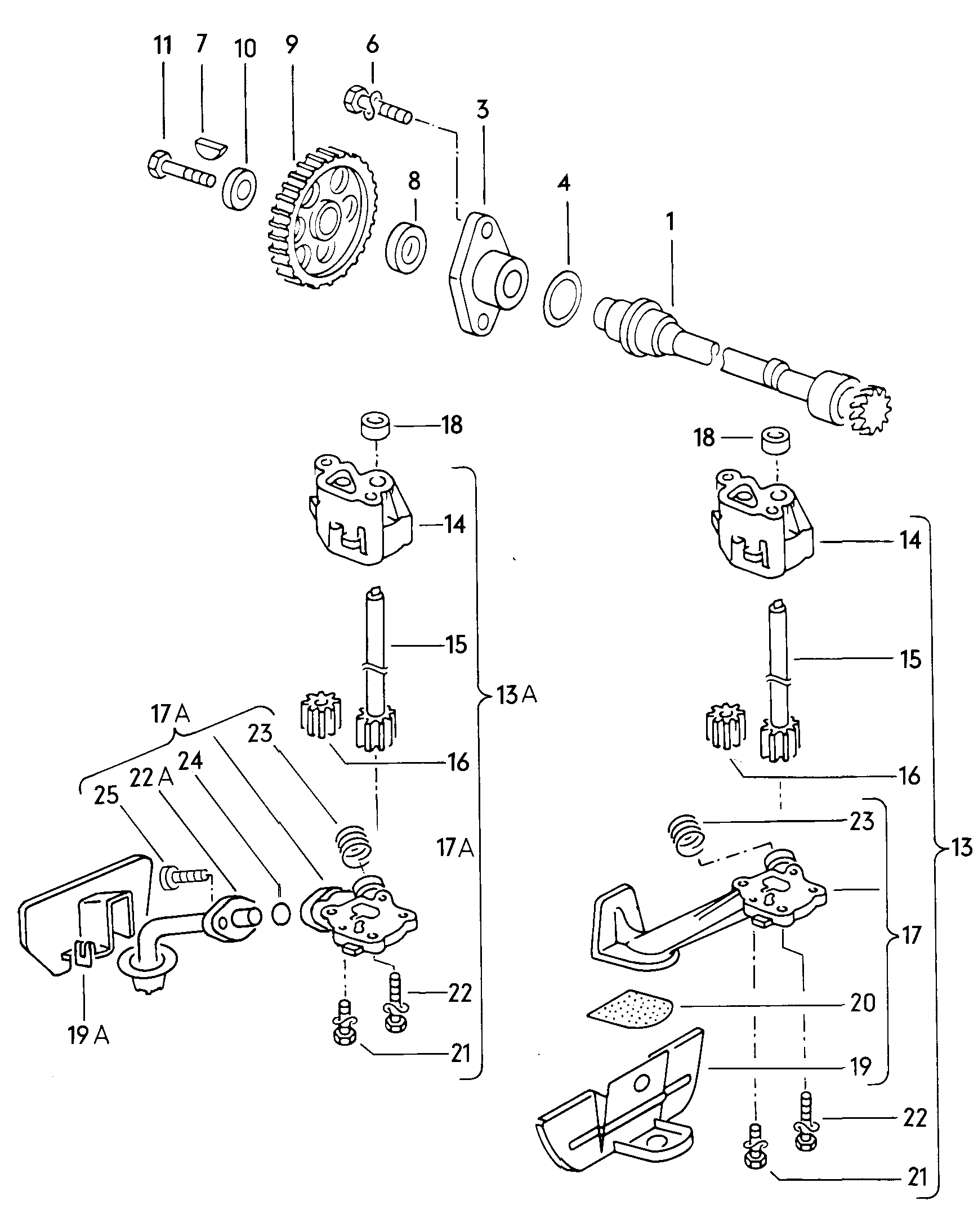 Volkswagen Golf (1982 - 1984) - Oil pump. oil filter. Oil dipstick