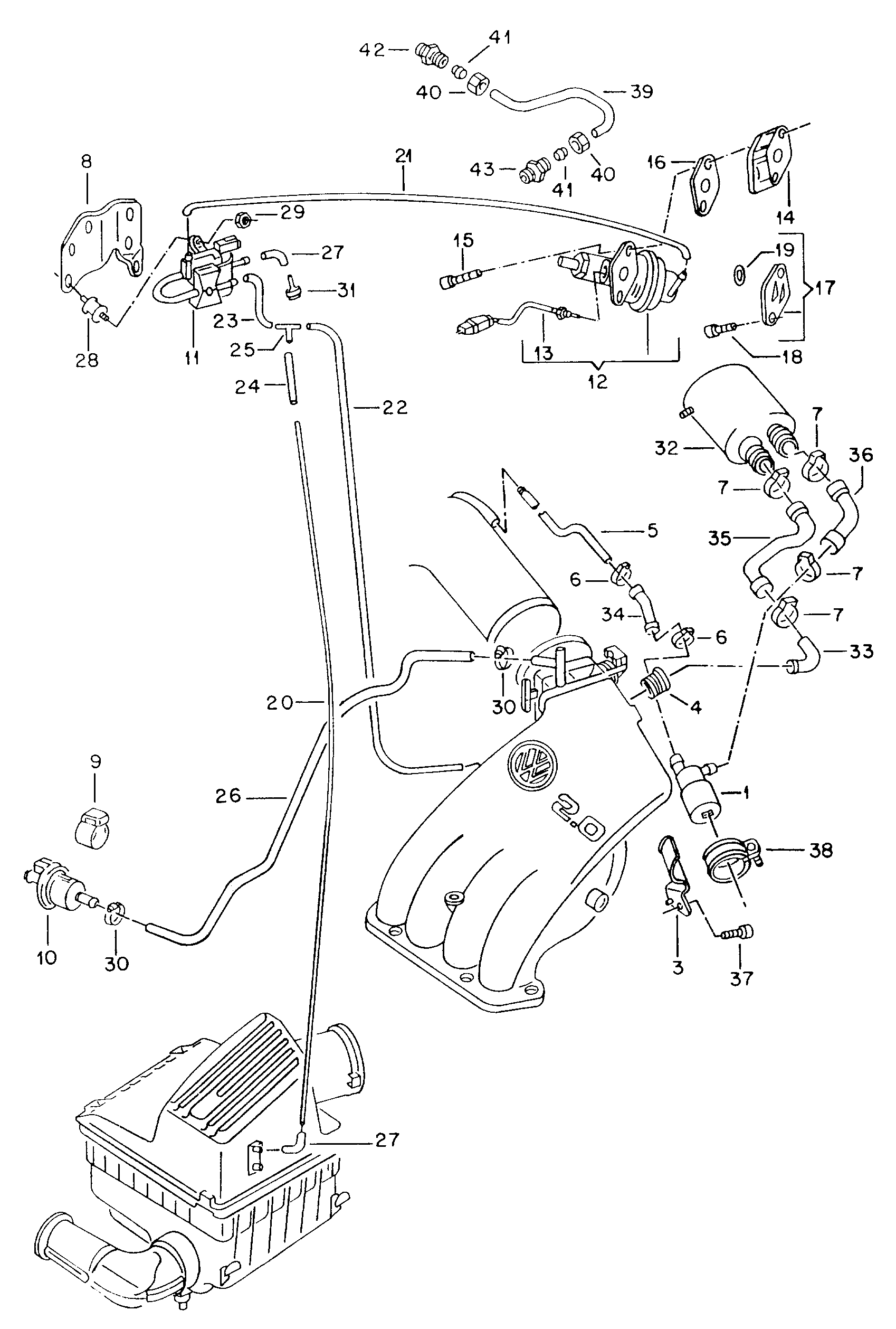 Volkswagen Golf (1993 - 1996) - Vacuum system