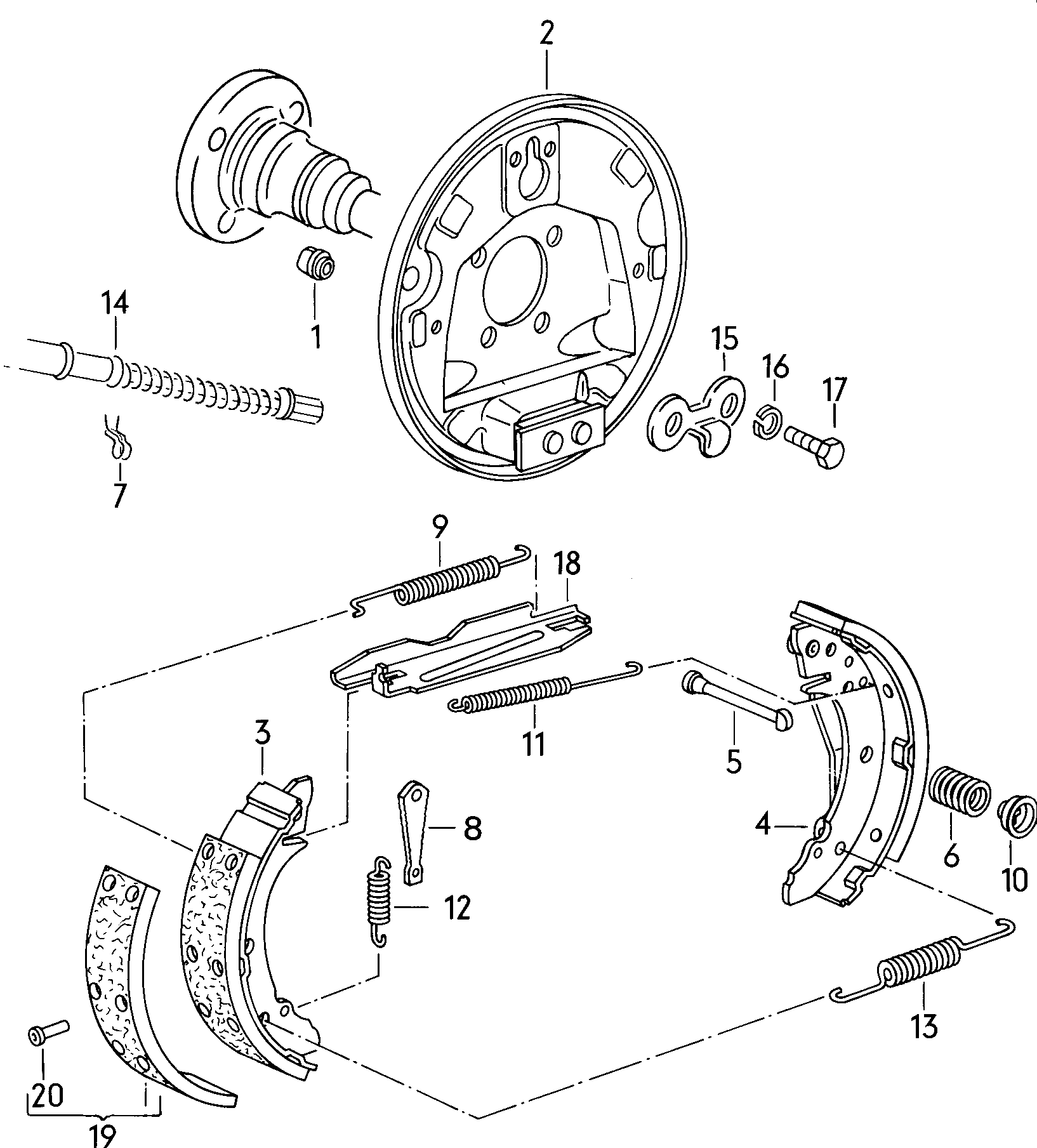 Volkswagen Golf (1982 - 1984) - Brake shoe with lining. back plate