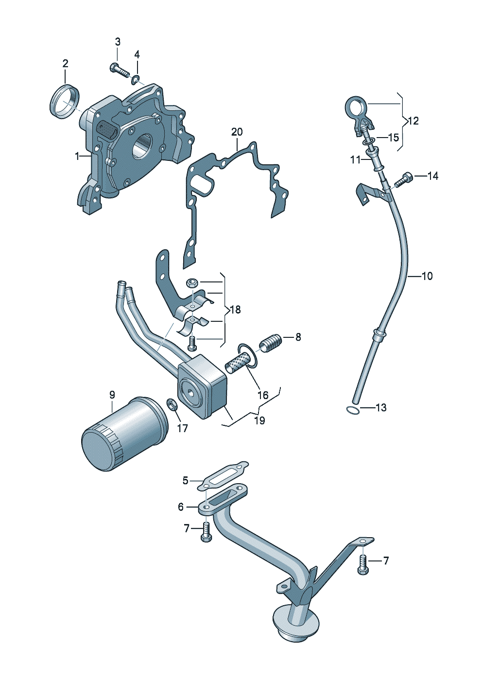 Volkswagen Golf/Golf R32 (2003 - 2006) - Oil pump. oil filter. Oil dipstick