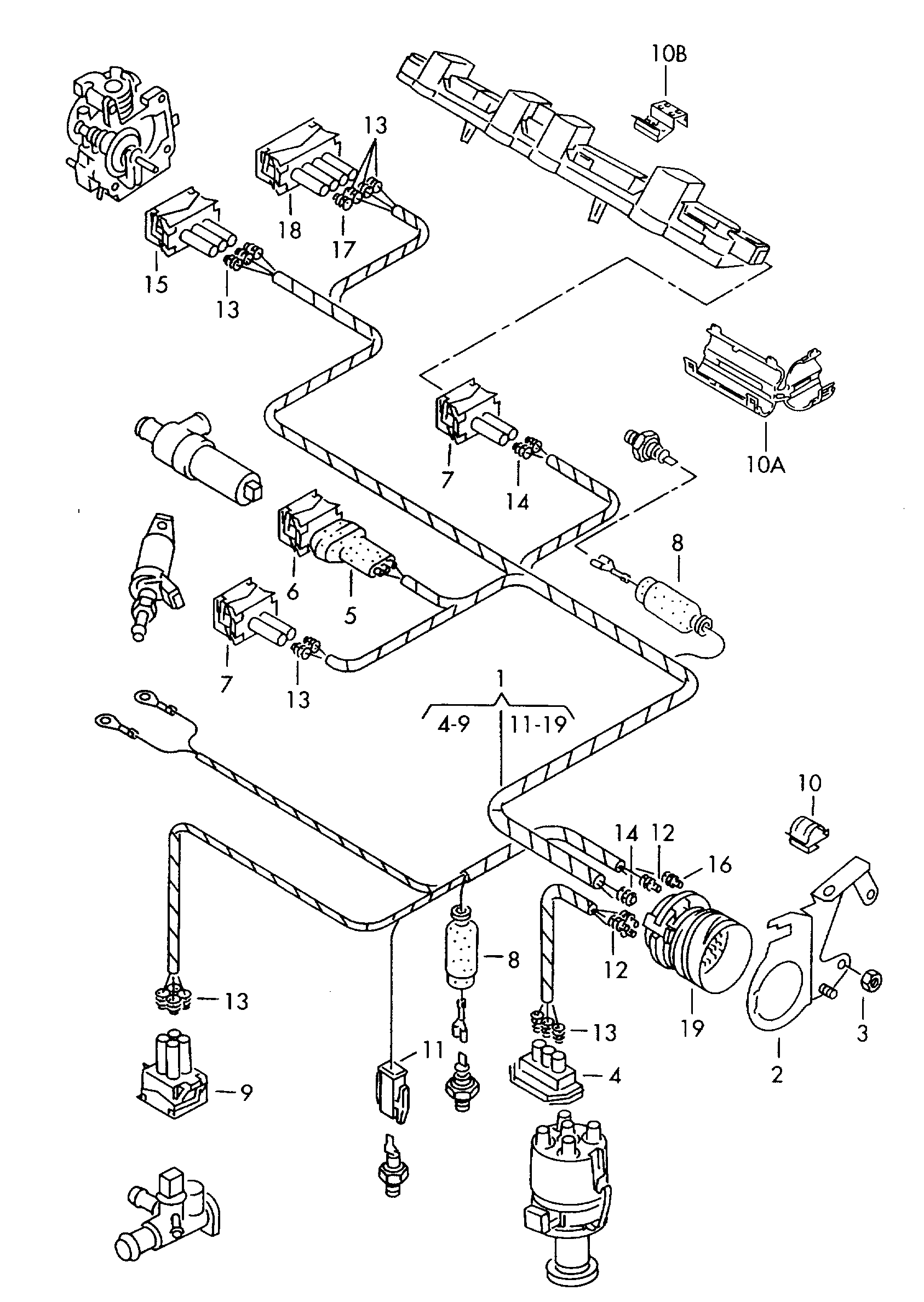 Volkswagen Golf (1995) - Adapter cable loom. Wiring set for engine