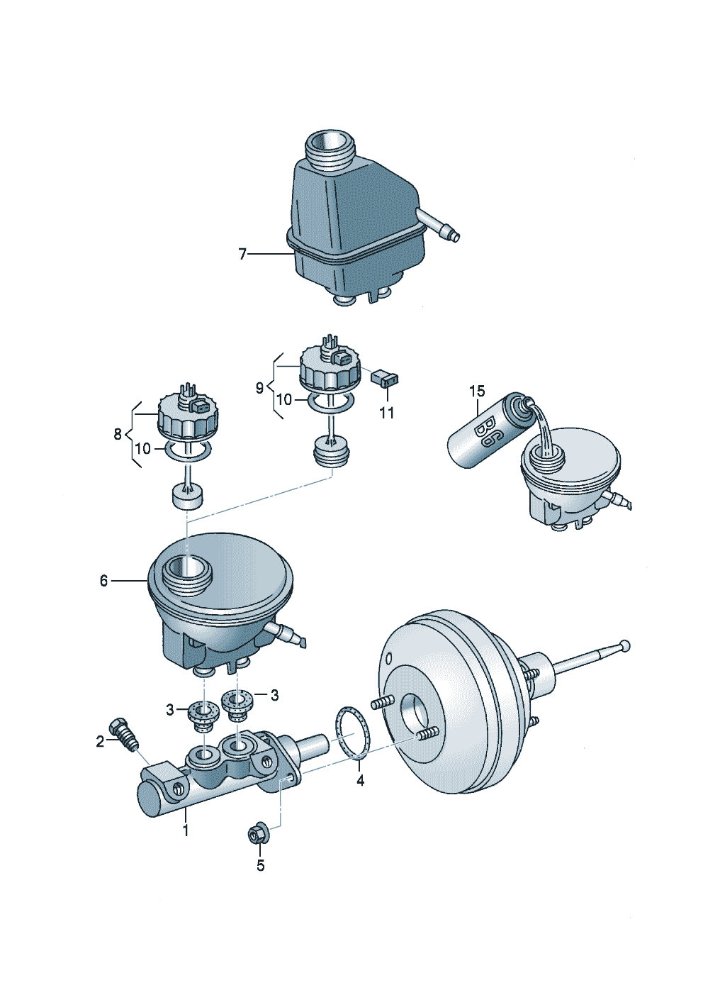 Volkswagen Golf Cabriolet (1994 - 1998) - Reservoir. brake fluid. Brake master cylinder