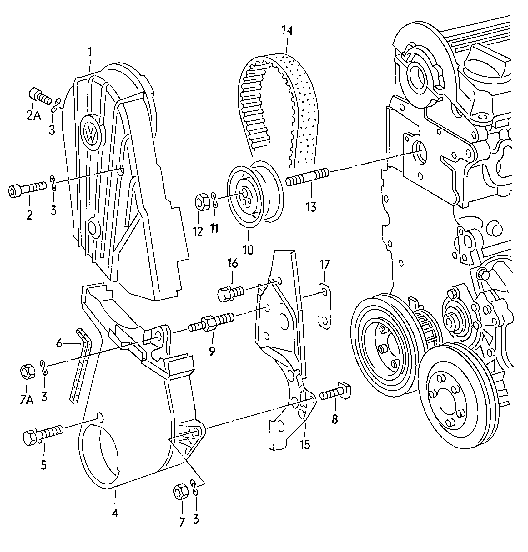 Volkswagen Golf (1997 - 1998) - Repair kit for toothed belt with tensioning roller