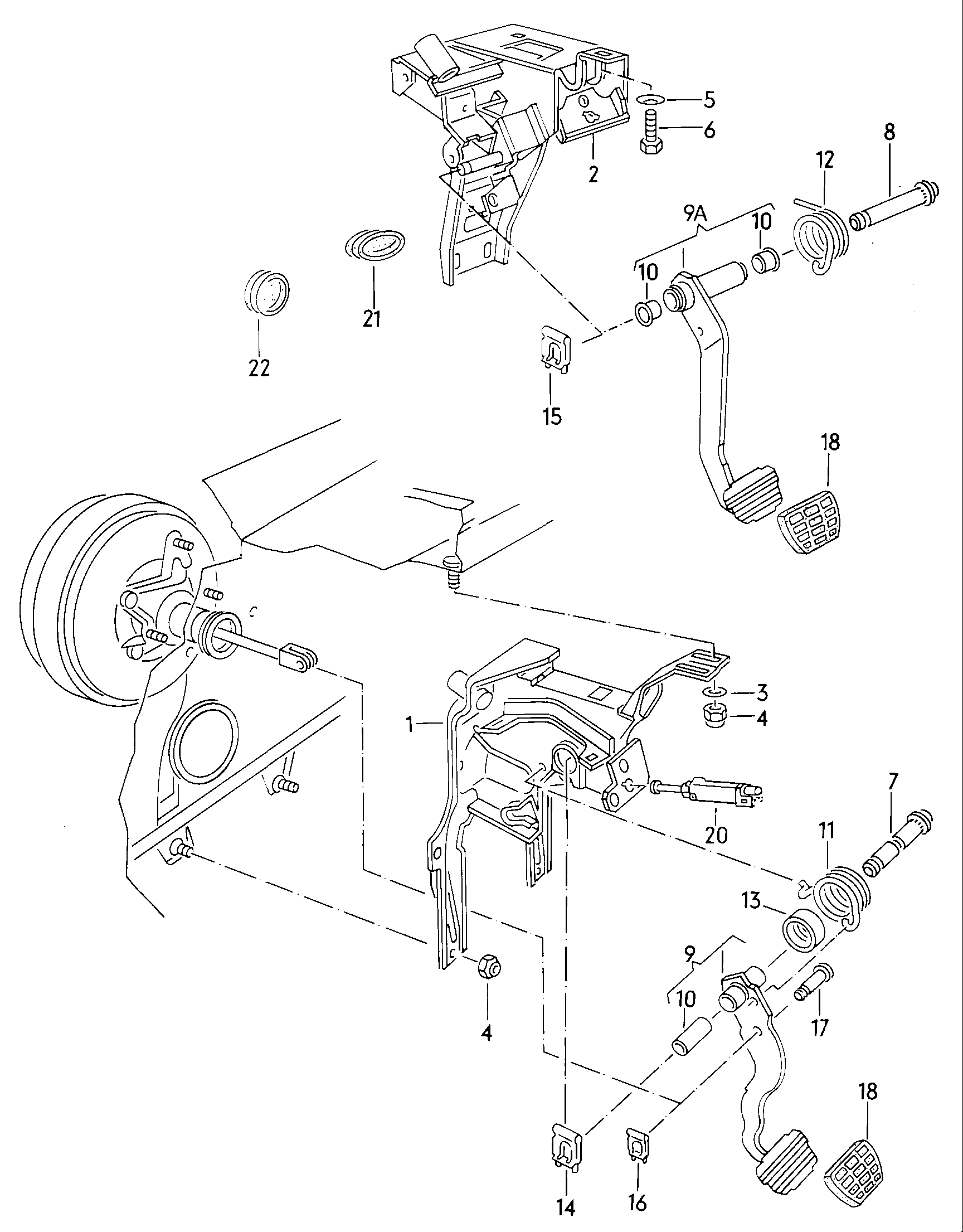Bracket for pedal cluster. brake pedal