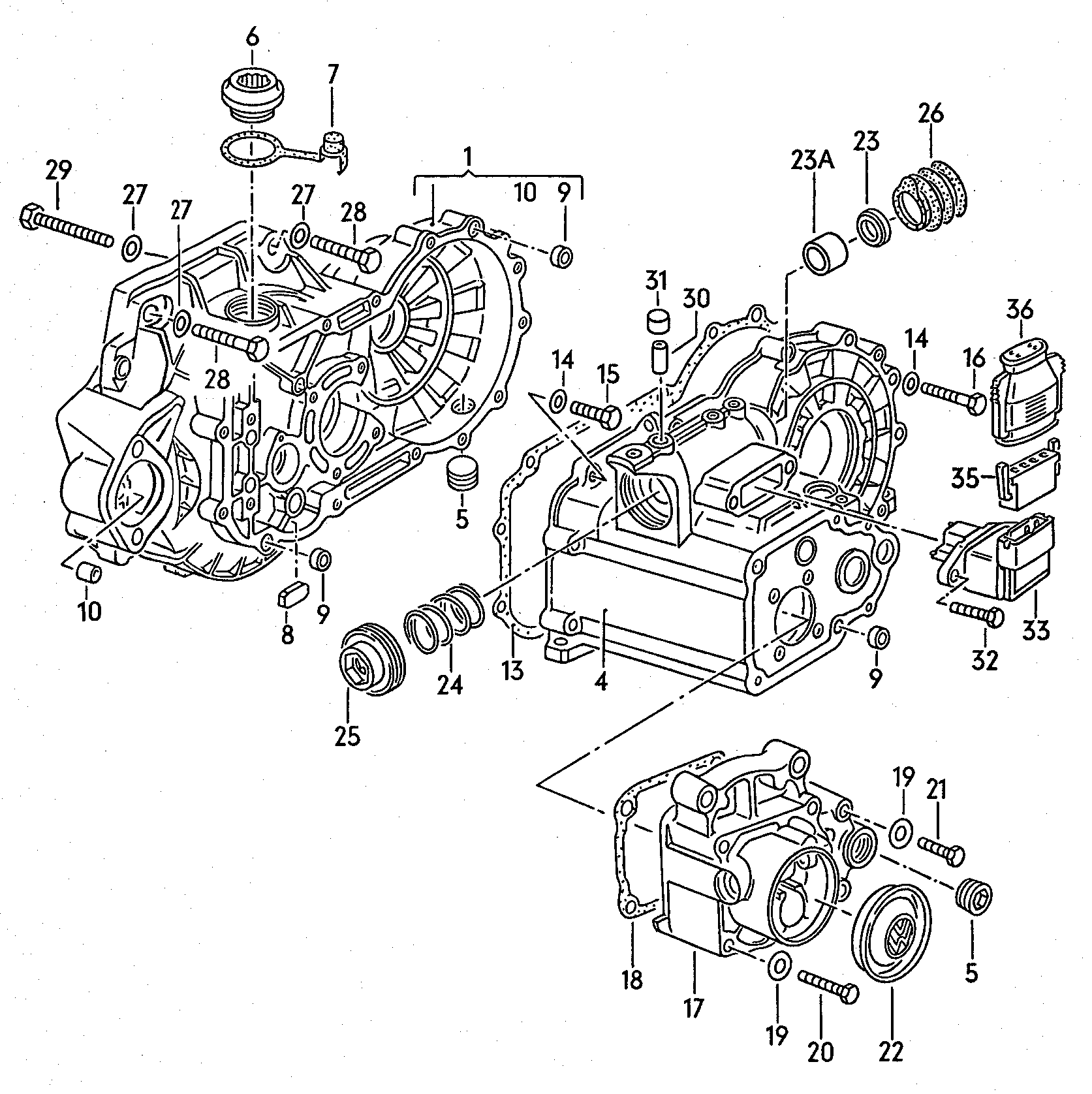 Volkswagen Golf/Var.-syn./Rall./Coun. (1986 - 1991) - For manual gearbox. Gear housing