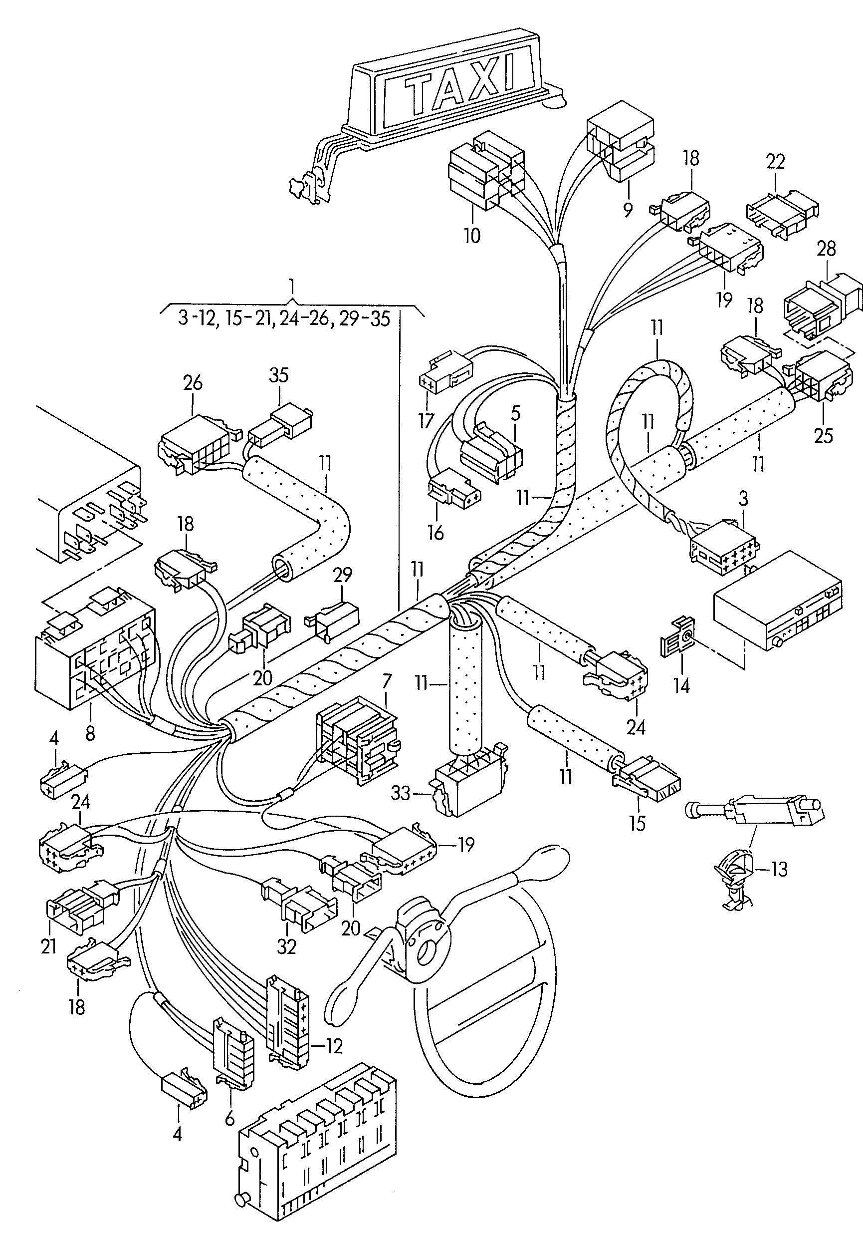 Volkswagen Golf (1997 - 1998) - Wiring set for engine