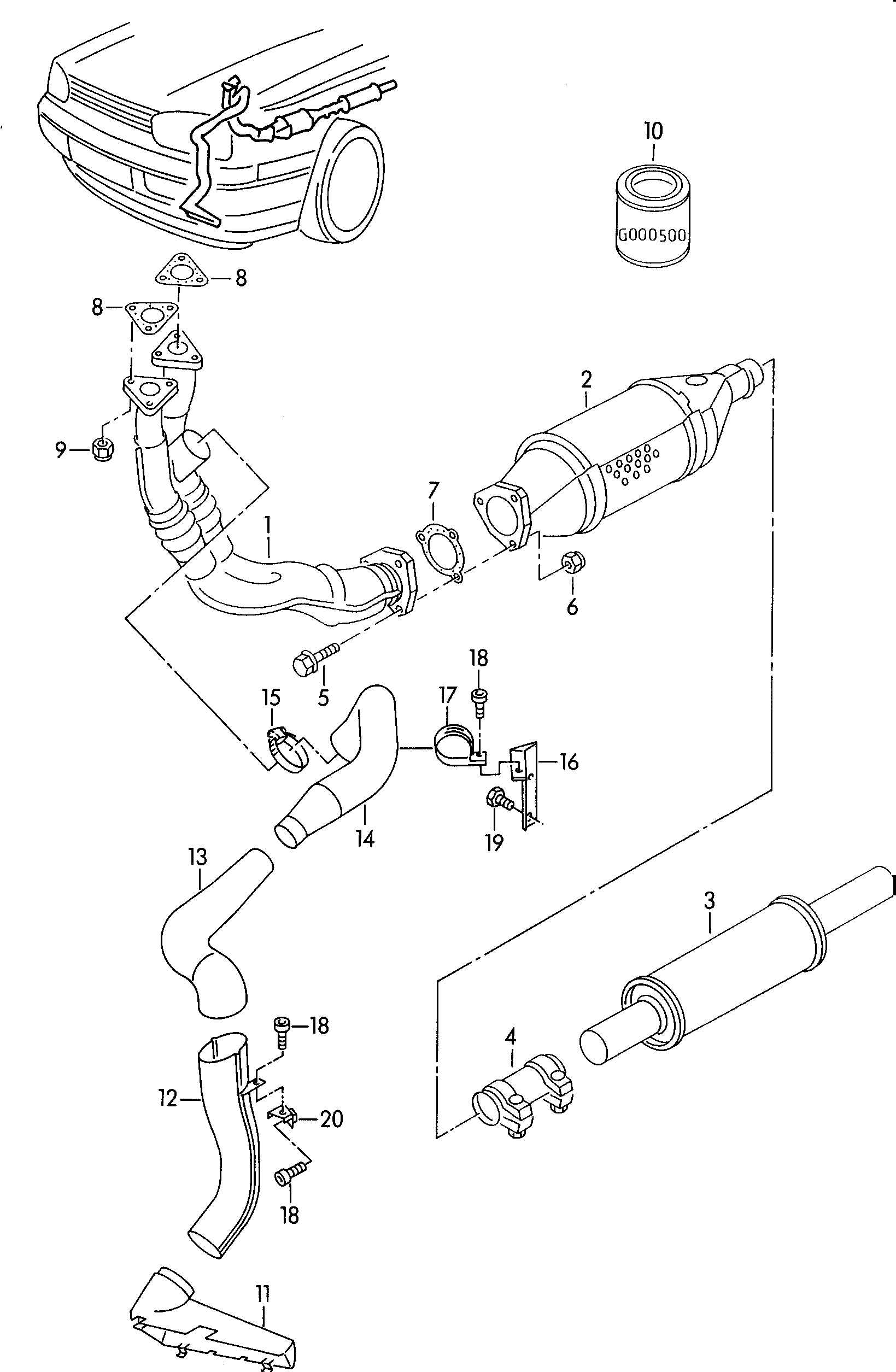 Volkswagen Golf (1997 - 1998) - Exhaust manifolds