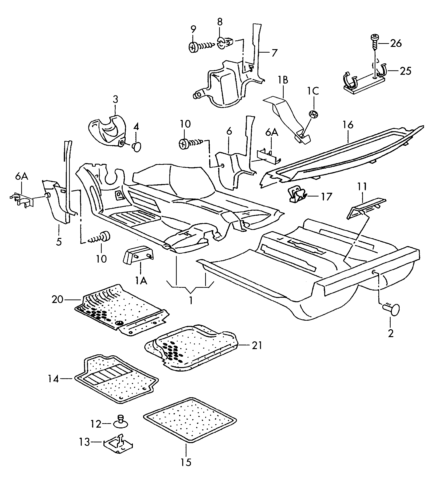 Volkswagen Golf (1997 - 1998) - Floor covering
