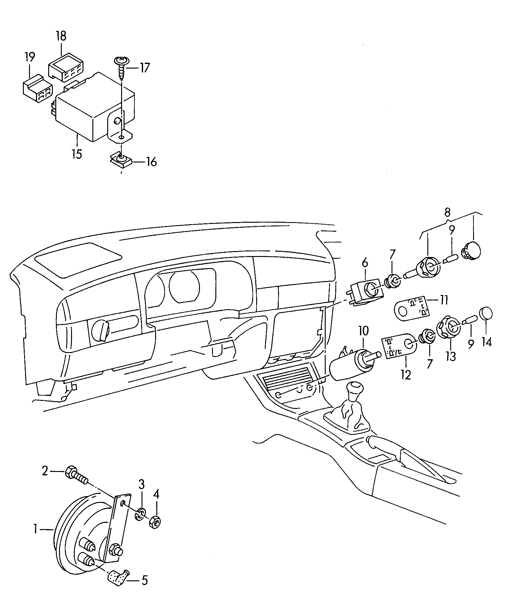 Volkswagen Golf (1997 - 1998) - Dual horn. Fanfare