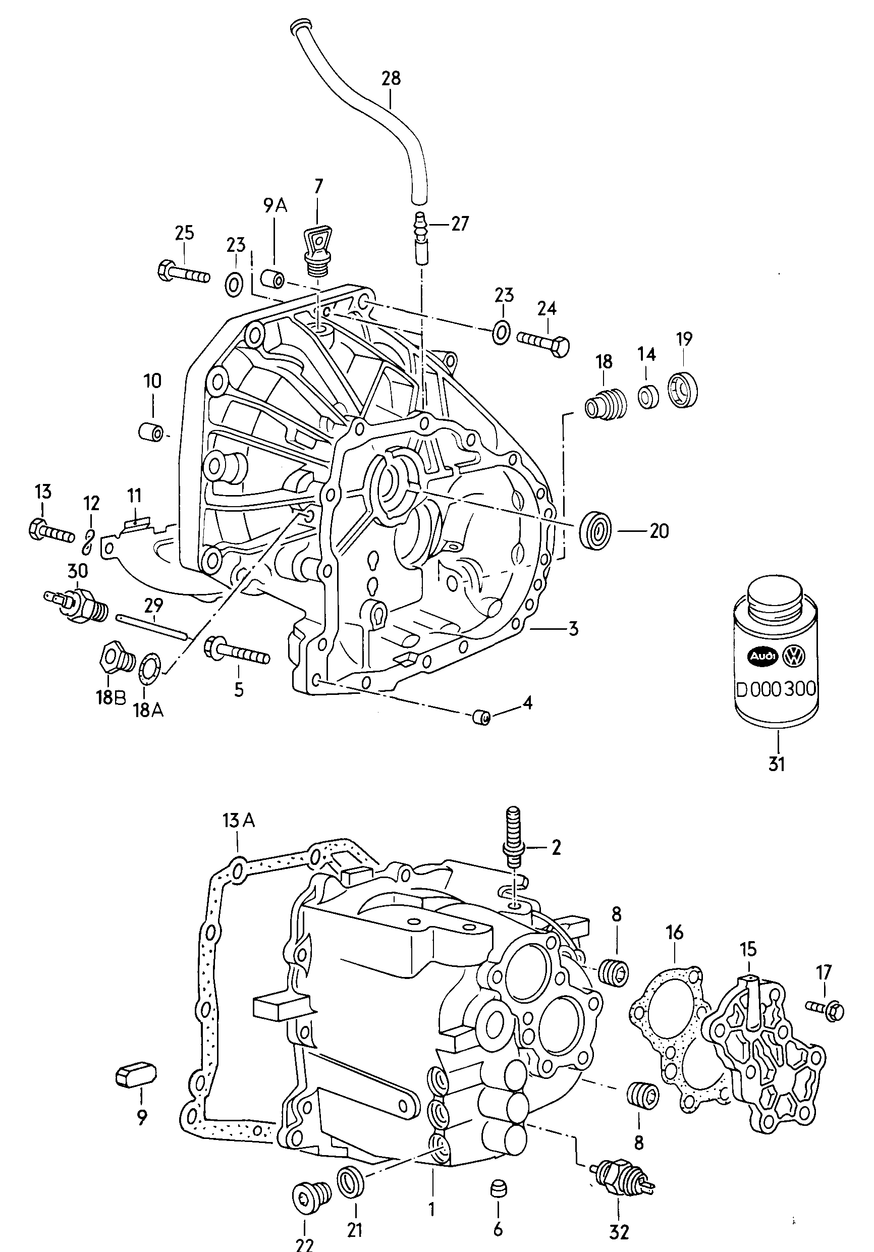 Gear housing. for 4-speed manual gearbox