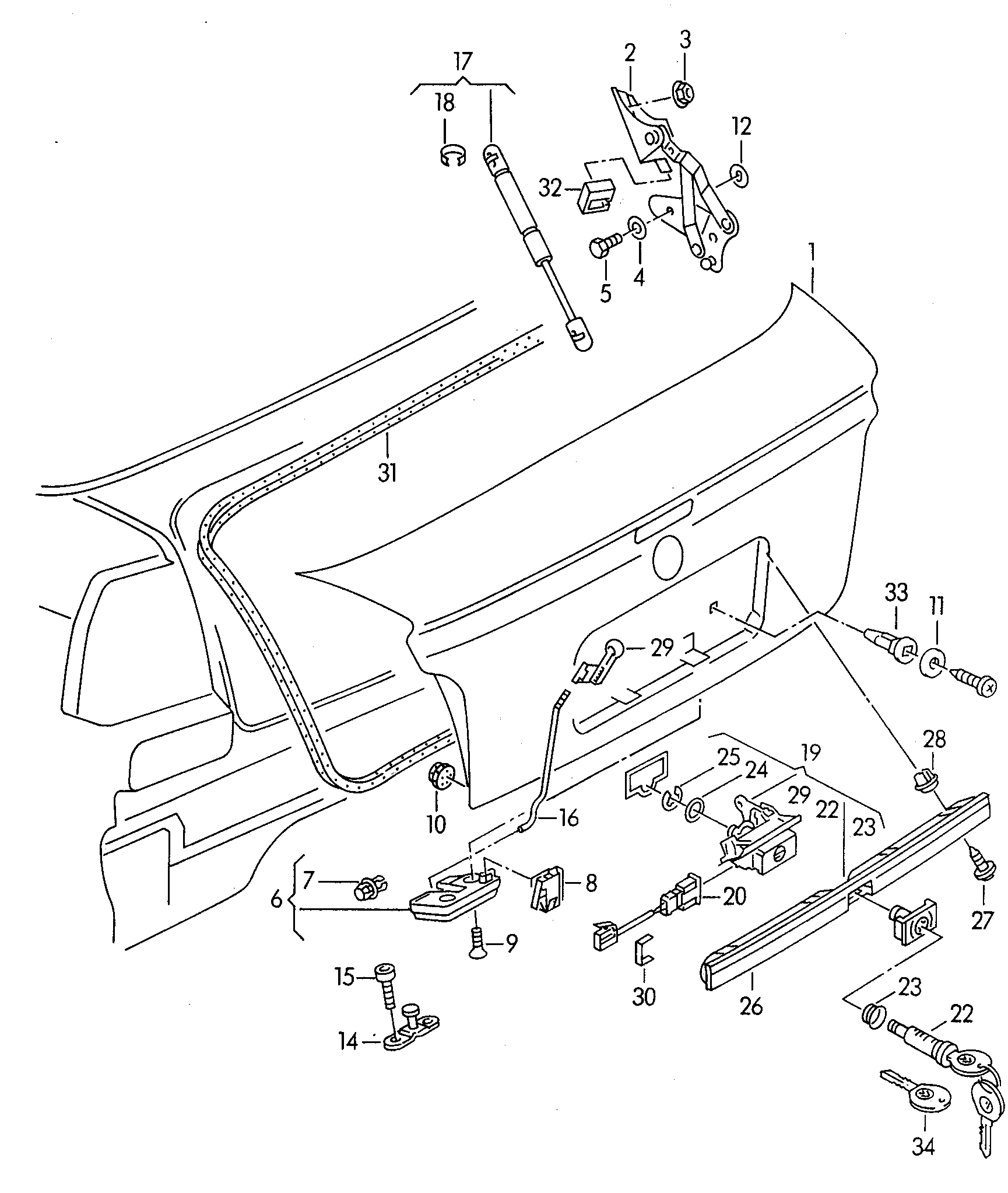 Volkswagen Golf Cabriolet (1994 - 1998) - Rear lid