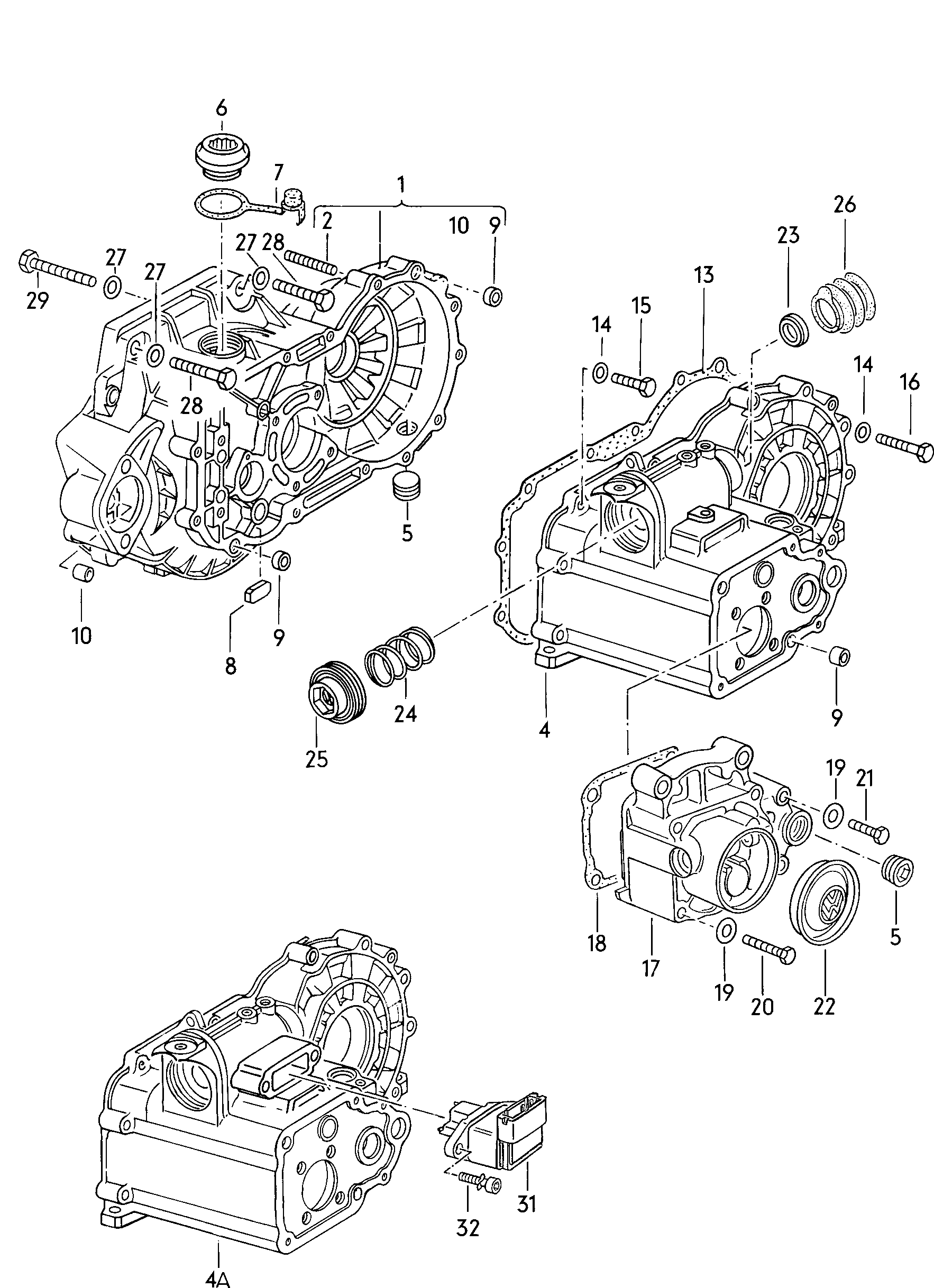 Volkswagen Golf (1981) - Gear housing. for 4-speed manual gearbox