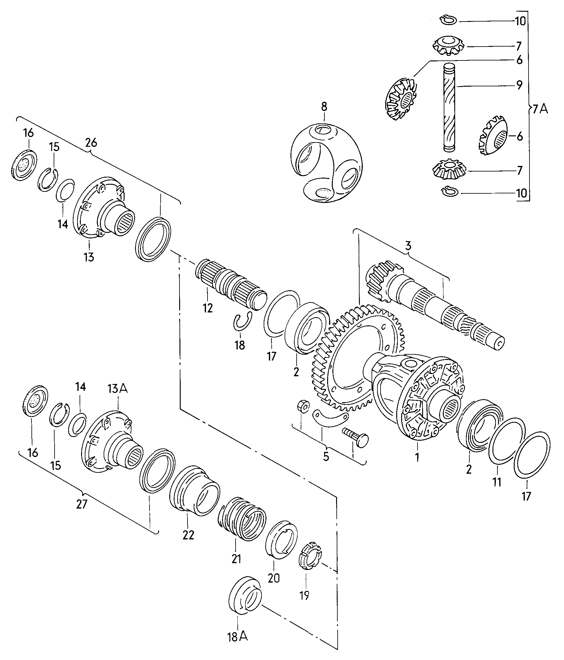 Volkswagen Golf (1982 - 1984) - For manual gearbox. Differential