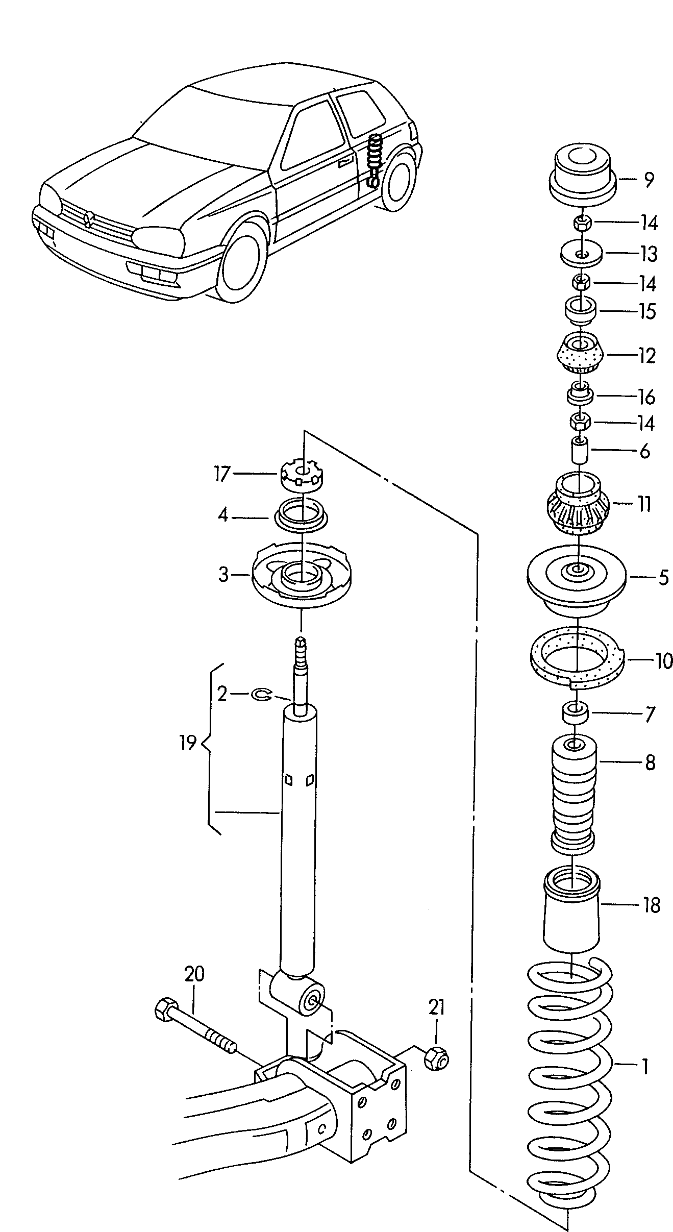 Volkswagen Golf (1993 - 1996) - Suspension