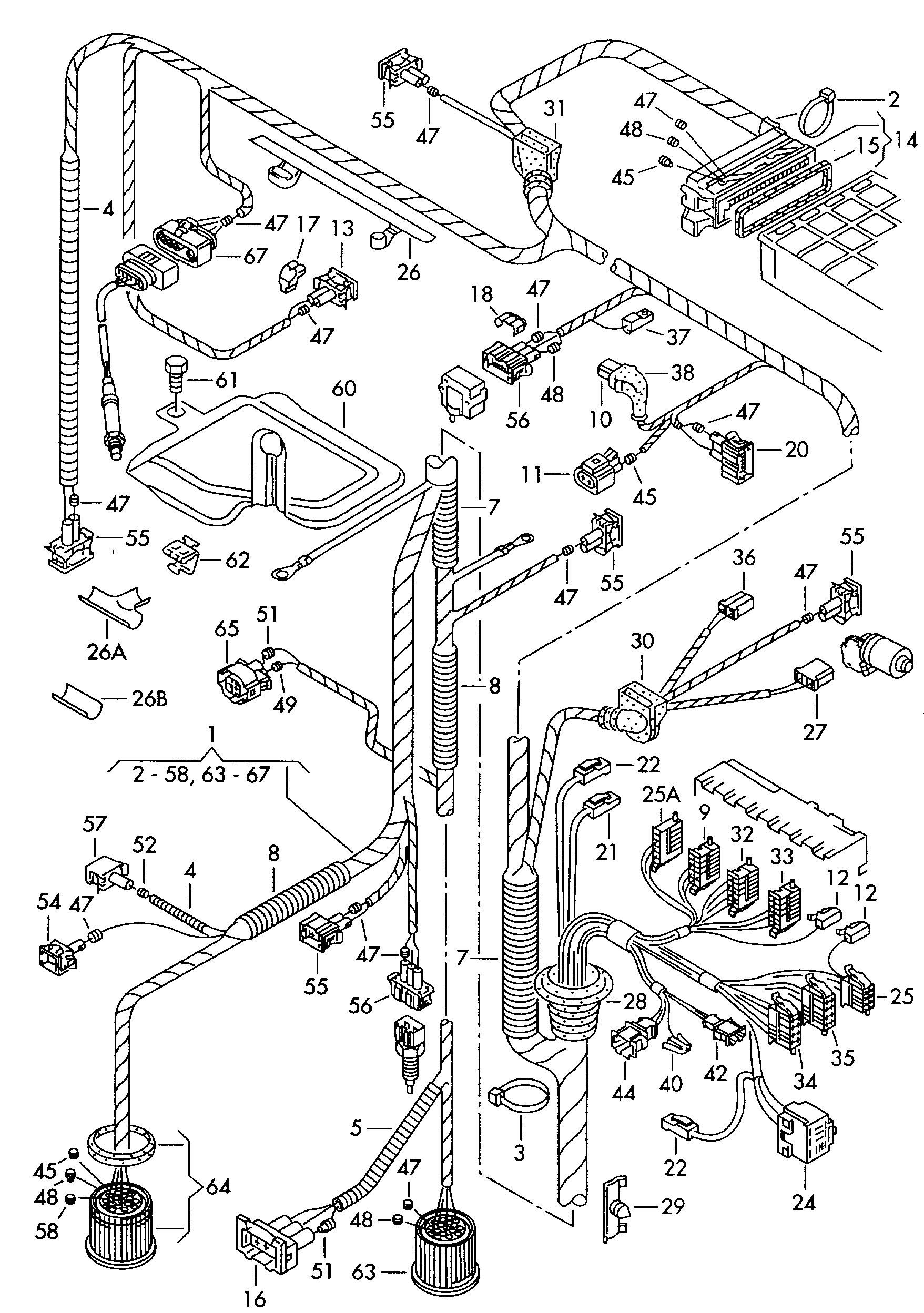 Volkswagen Golf (1997 - 1998) - Wiring set for engine