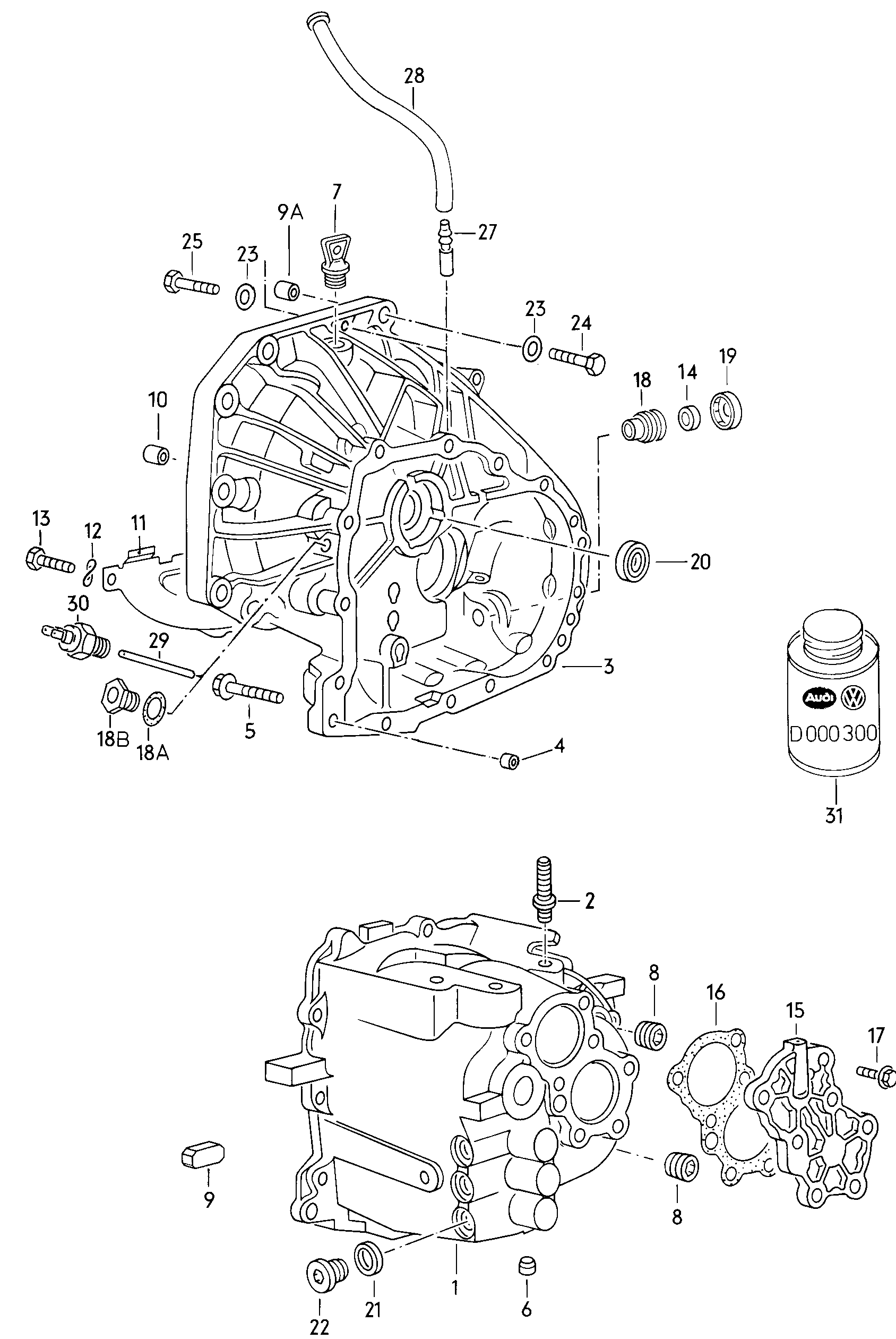 Volkswagen Golf (1981) - Gear housing. for 4-speed manual gearbox