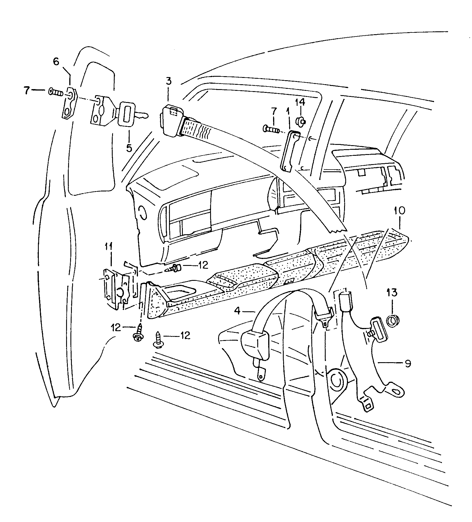 Volkswagen Golf (1993 - 1996) - Dashboard. dashboard fittings