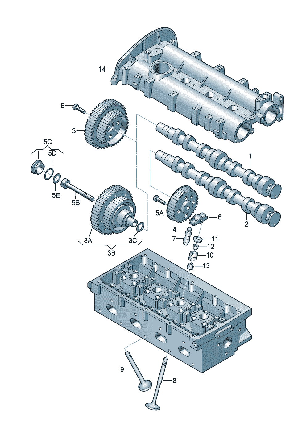 Volkswagen Golf/Golf R32 (1998 - 2001) - Repair kit for toothed belt with tensioning roller
