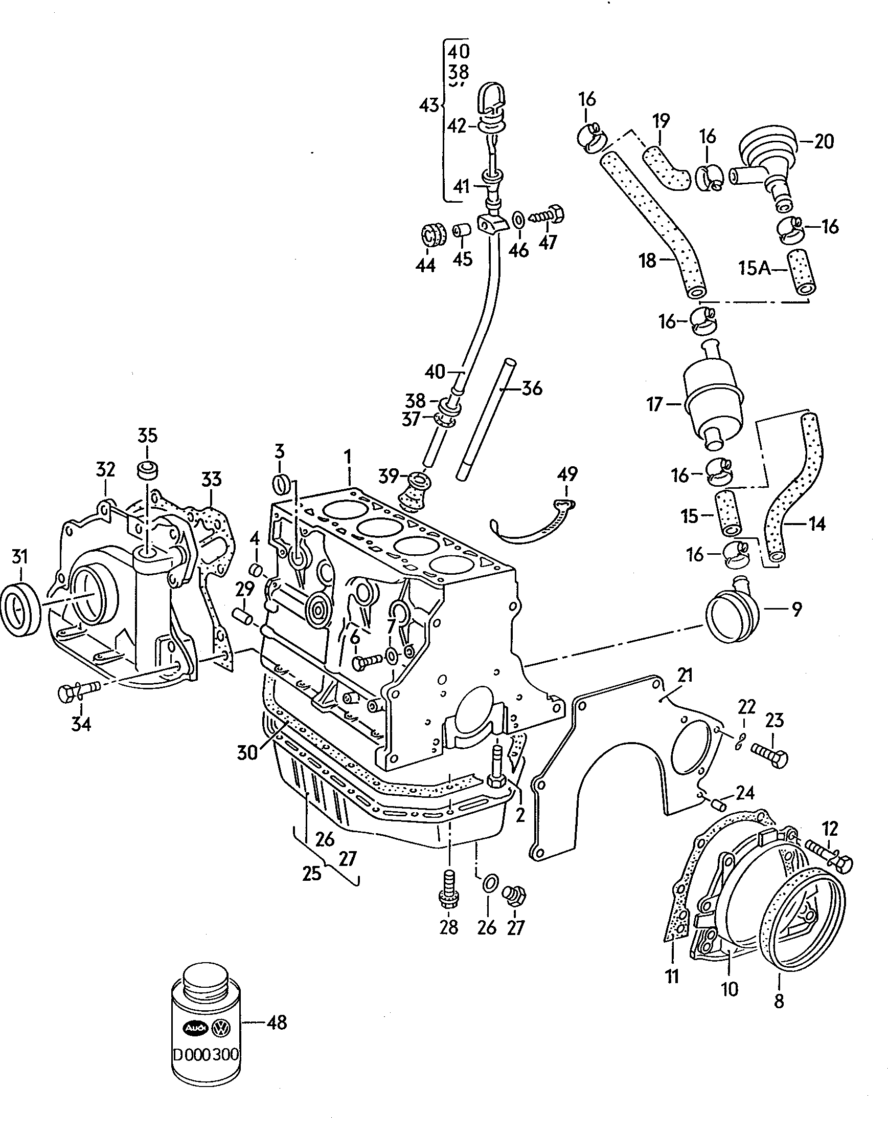 Cylinder block. oil sump