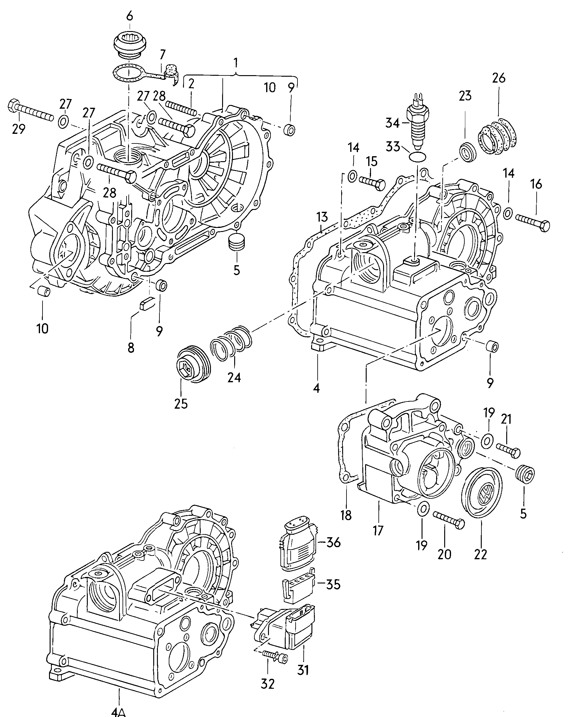 Gear housing. for 4-speed manual gearbox