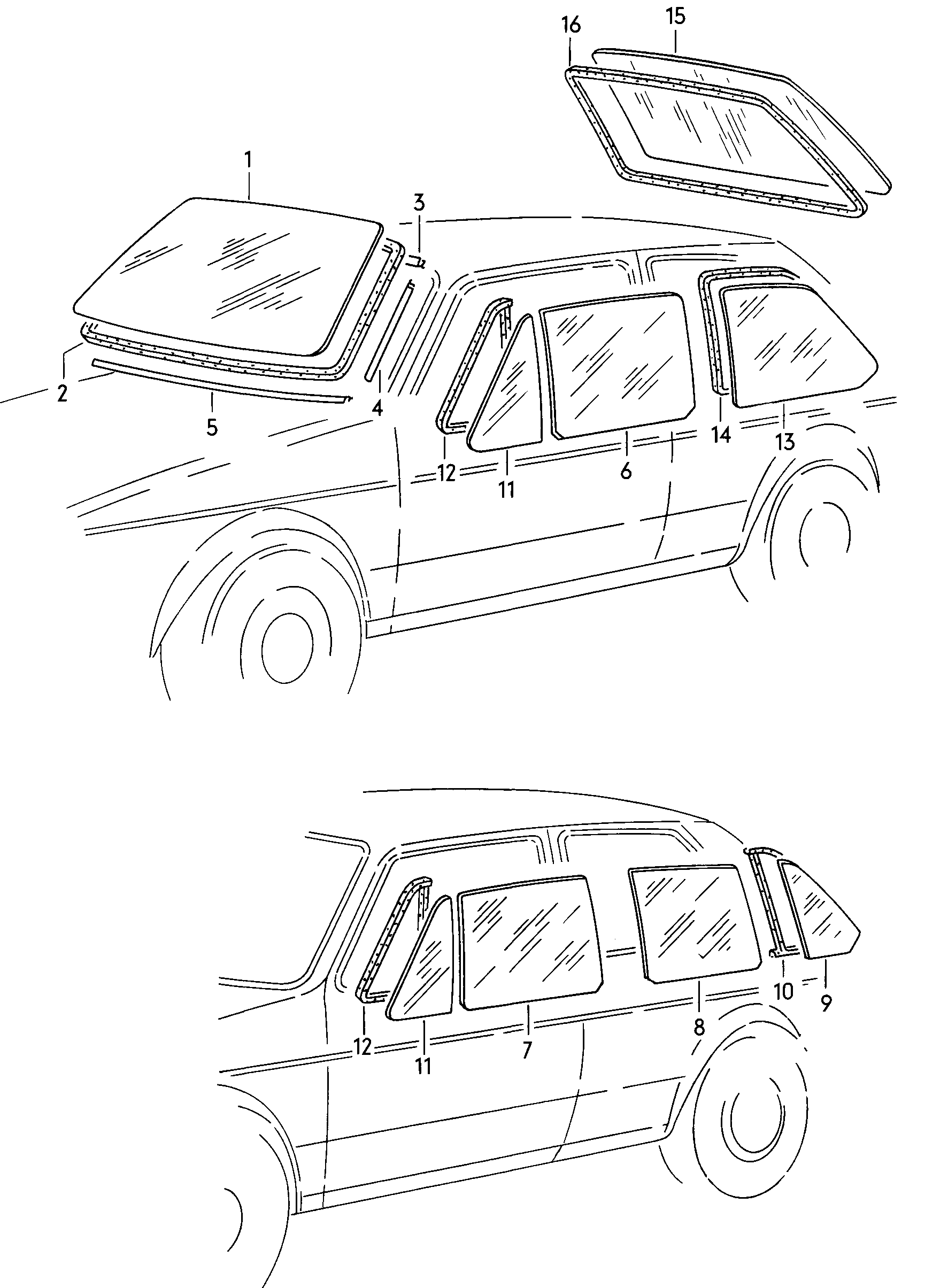 Volkswagen Golf (1979 - 1980) - Window glasses, seals
