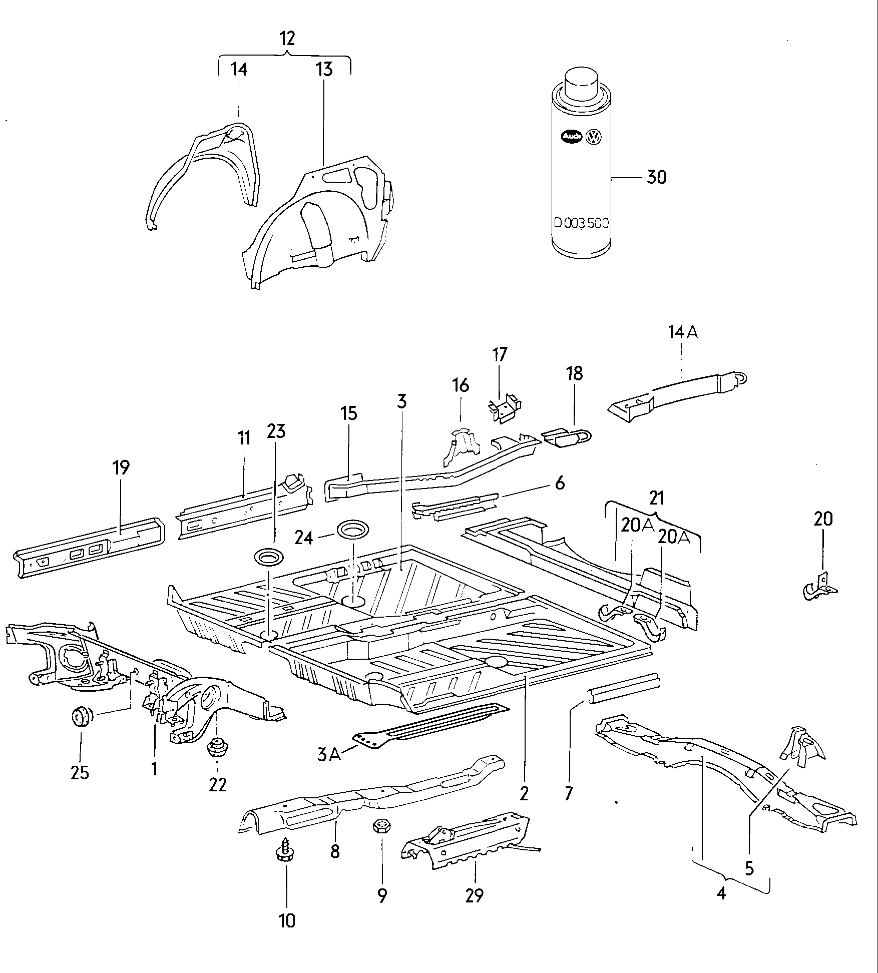 Volkswagen Golf (1979 - 1980) - Floor assembly