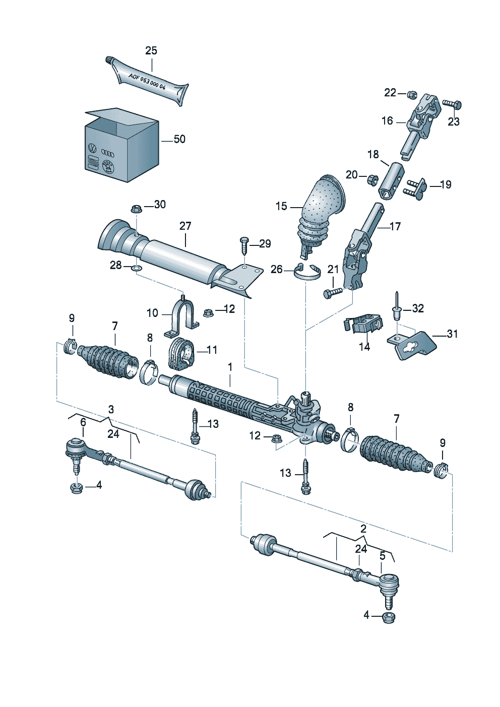 Volkswagen Golf Cabriolet (1994 - 1998) - Track rod. Steering gear