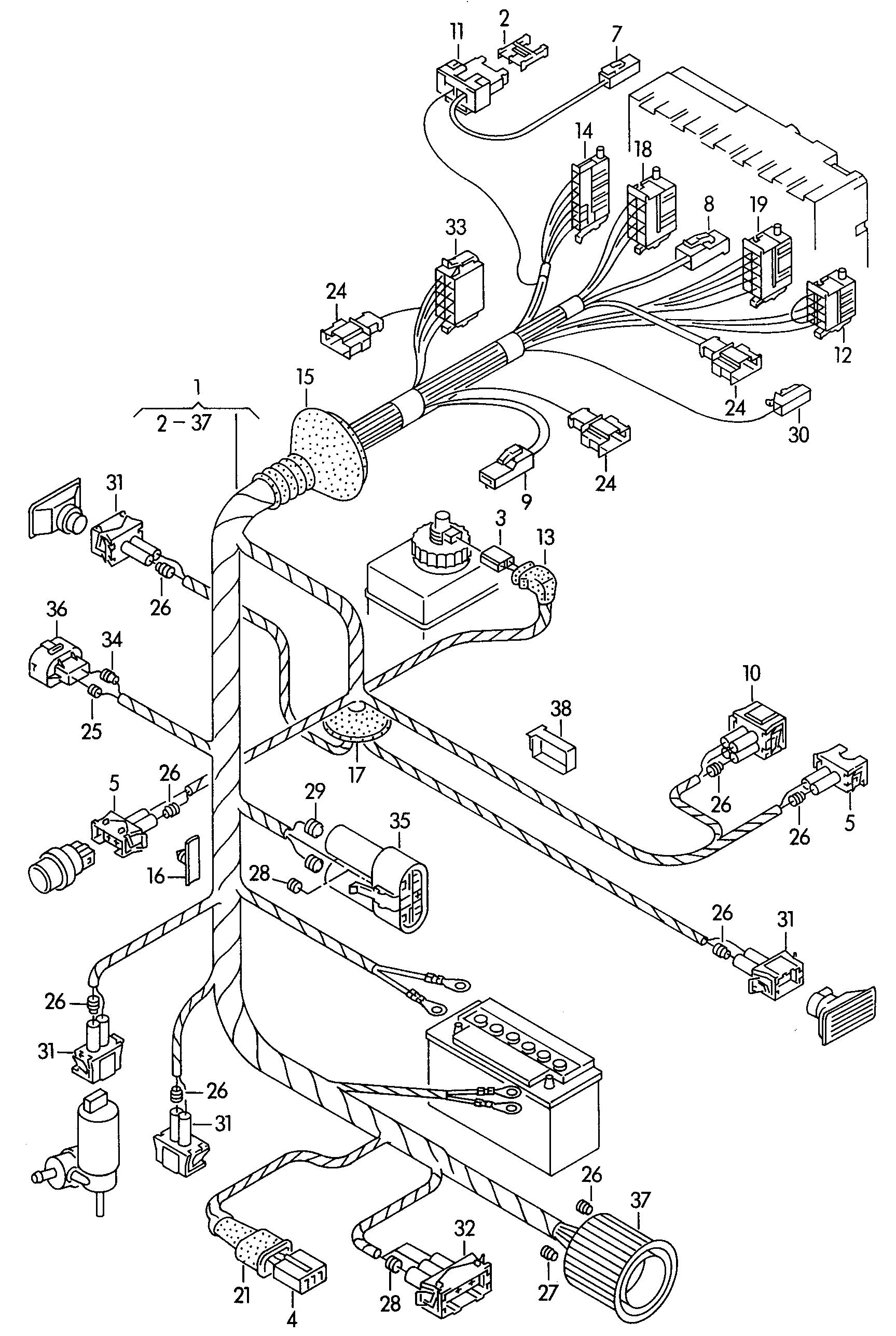 Volkswagen Golf (1995) - Adapter cable loom. Wiring set for engine