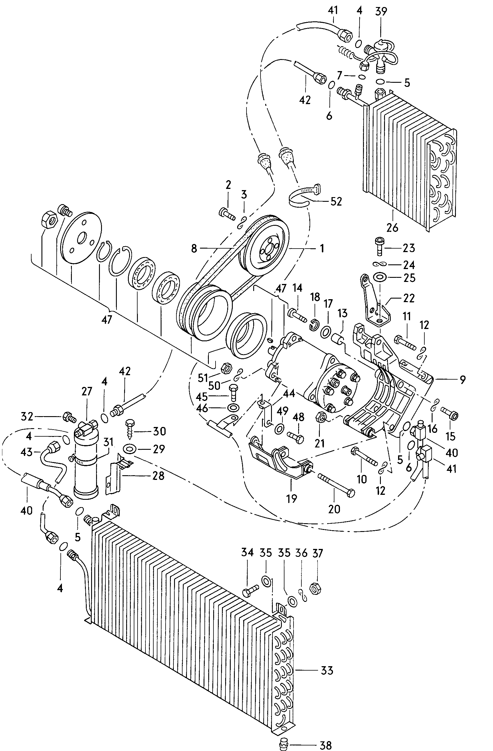 Volkswagen Golf (1979 - 1980) - Air conditioner with refrigerant circuit