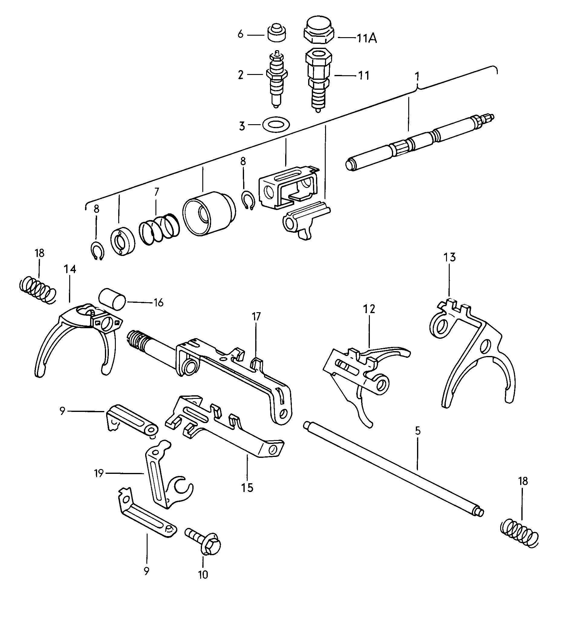 Volkswagen Golf (1979 - 1980) - For 4-speed manual gearbox. gears and shafts