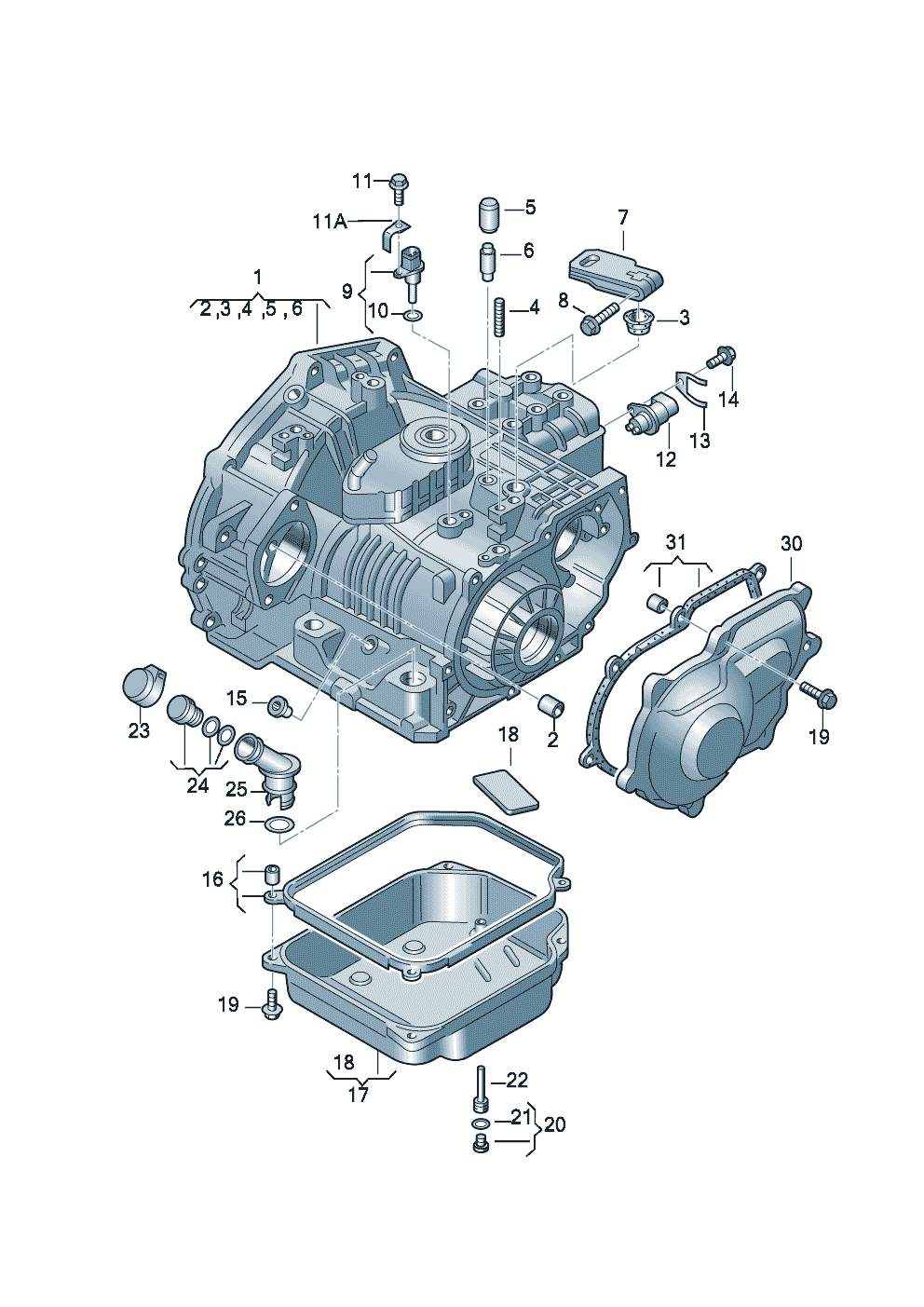 Volkswagen Golf (1995) - Gear housing. for 4-speed automatic gearbox