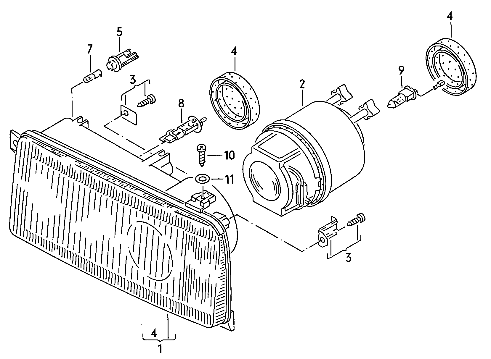 Volkswagen Golf/Var.-syn./Rall./Coun. (1986 - 1991) - Headlights