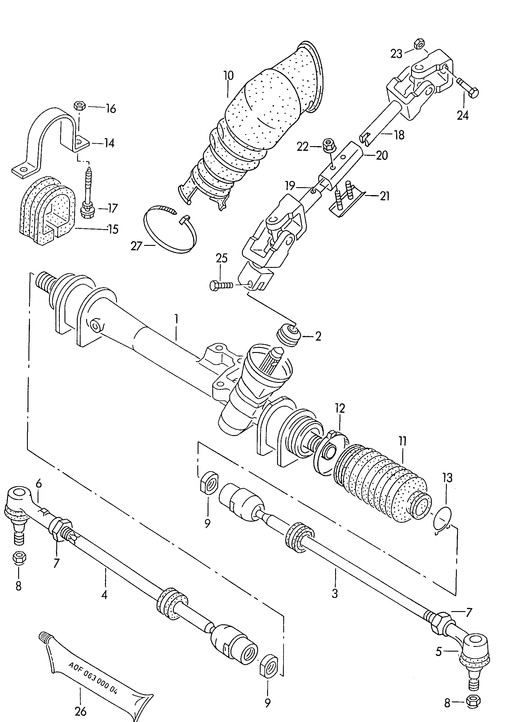 Volkswagen Golf (1996) - Track rod. Steering gear. for models without power steering