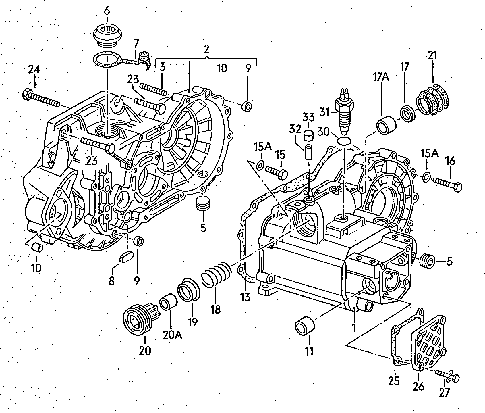 Gear housing. for 5 speed manual transmiss.