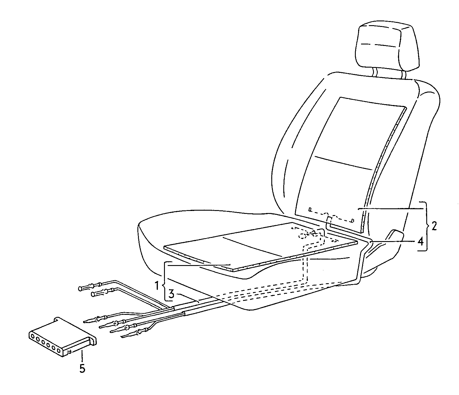 Volkswagen Golf (1993 - 1996) - Seat and backrest, heated